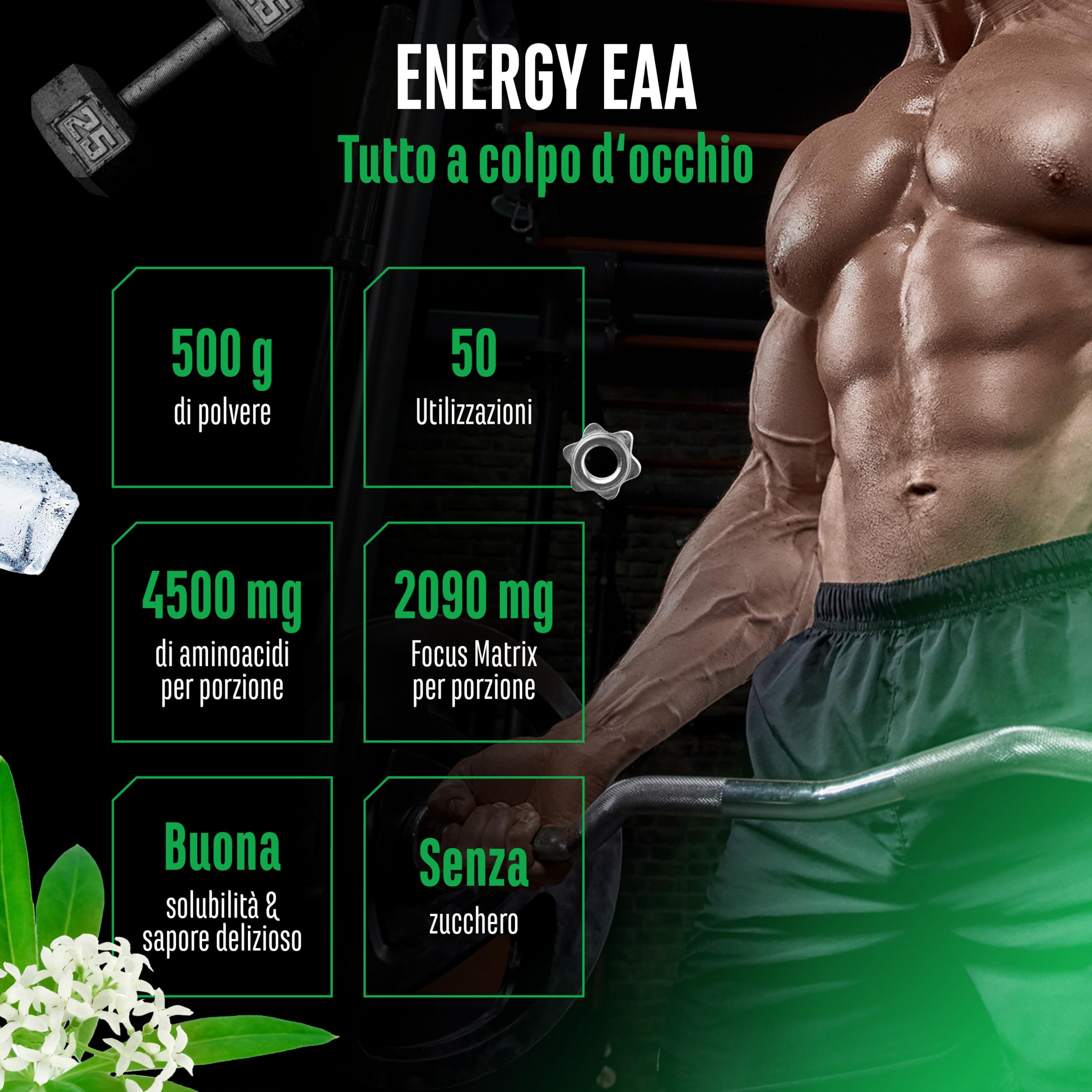 Elite Pre-Workout & Pump EAA Energy Mix bevanda in polvere 500 g Asperula