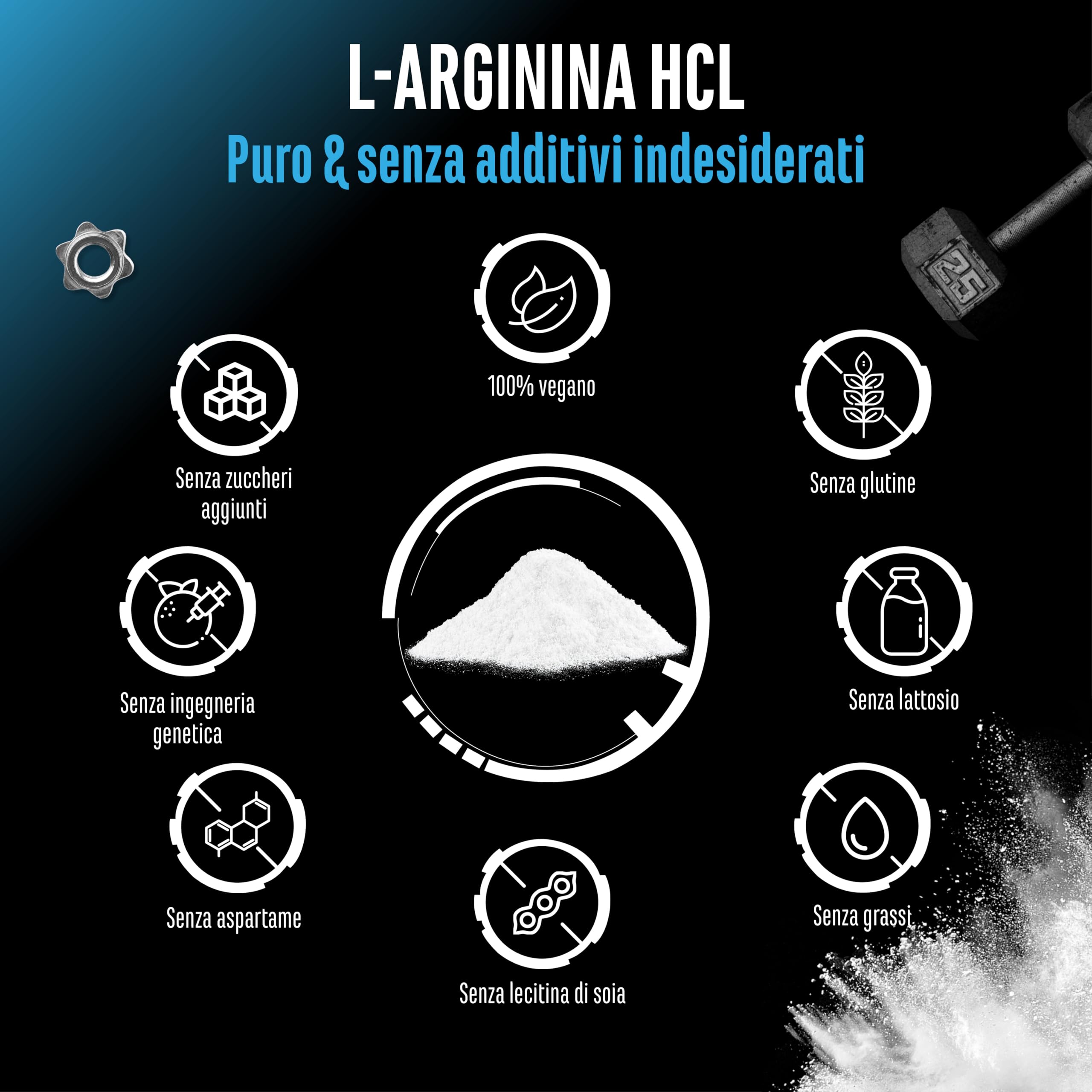 Elite Amino Singles L-Arginina HCL integratore in polvere 500 g origine vegetale