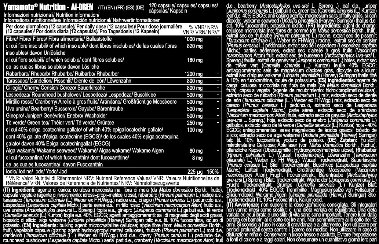 YAMAMOTO Ai-Dren integratore drenante 120 capsule con fibre