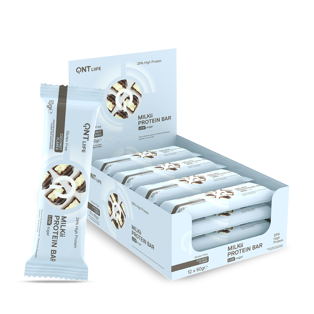 QNT Milkii Protein Bar barretta cioccolato e cocco 12 x 60 g poco zucchero
