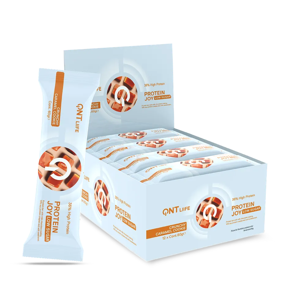 QNT Protein Bars Protein Joy Bar barretta proteica 12 x 60 g Crunchy Caramel Cookie a basso zucchero