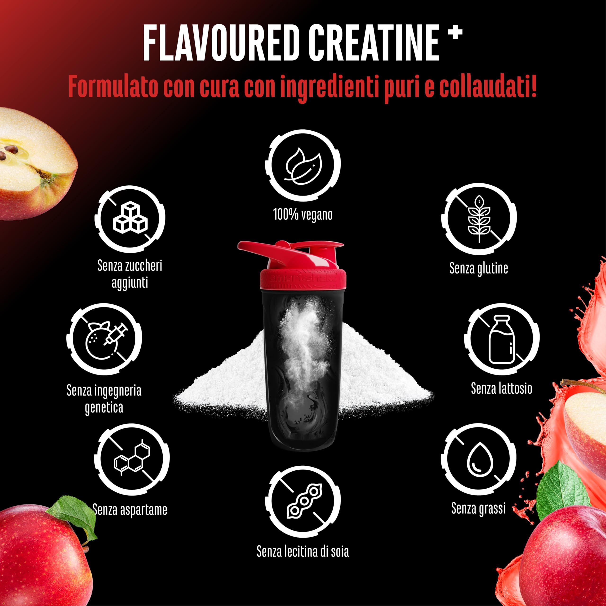 Elite Creatine Flavoured Creatine in polvere 550 g Red Apple con taurina