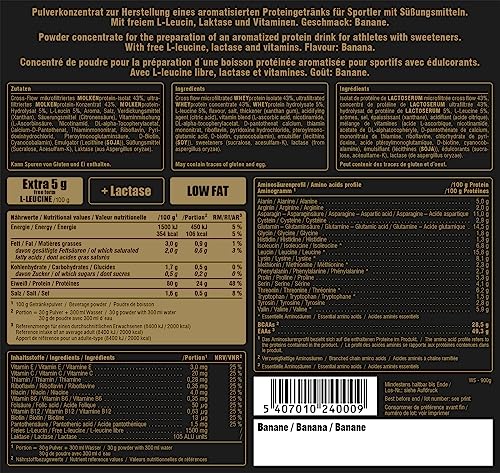 Green Peak Proteins PEAK Whey Selection proteine whey Banana 900 g, L-leucina