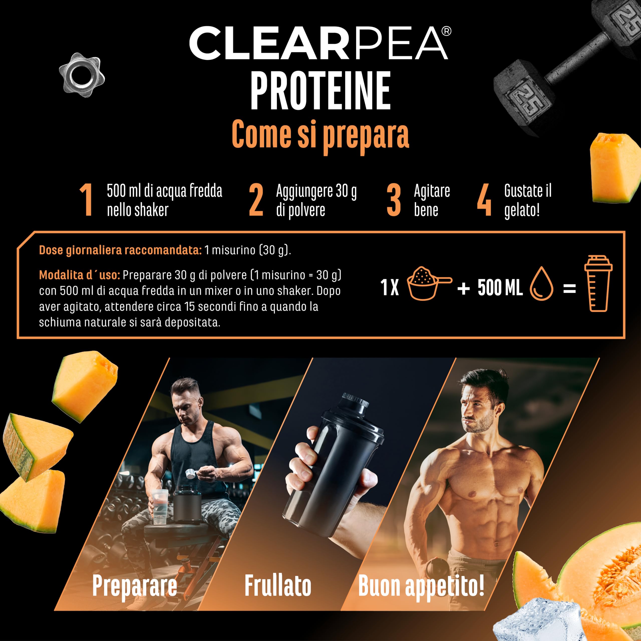 Elite Plant Protein ClearPea® proteine vegetali Melone al Miele 454 g vegane
