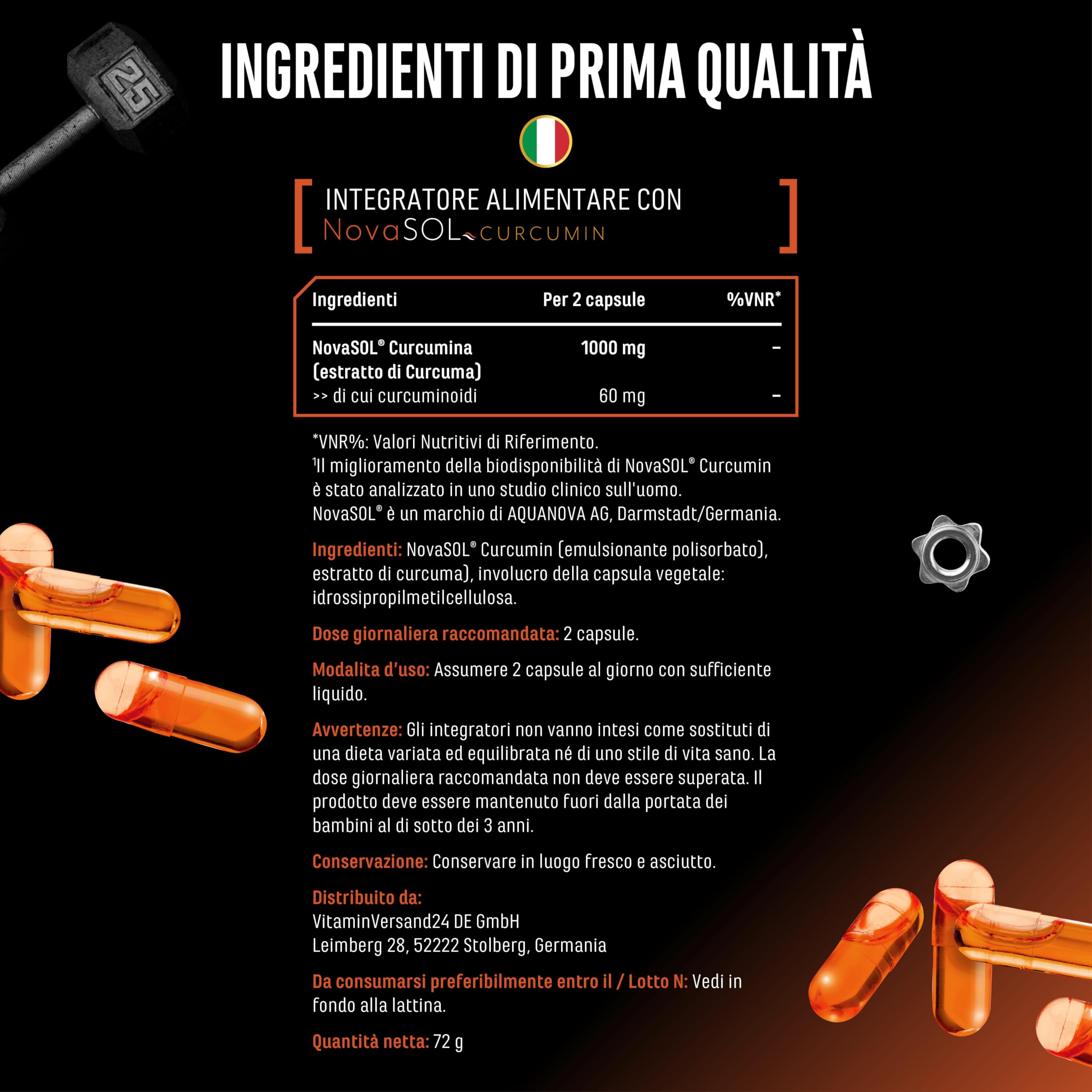 Elite Organ, Joint & Health Support Curcuma NovaSol® capsule liquide 120 vegane