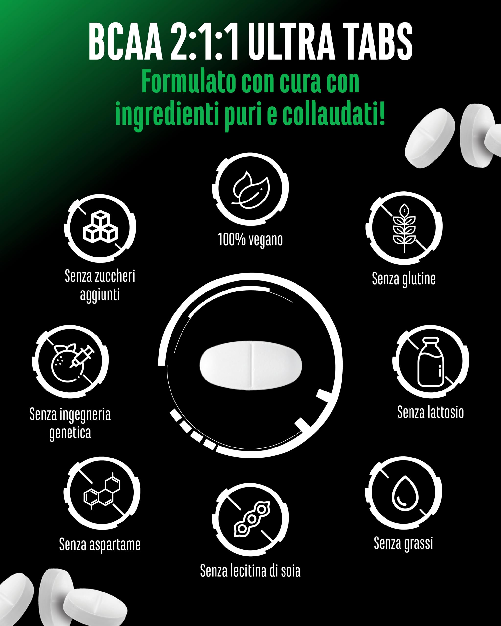Elite EAA & BCAA BCAA Ultra Tabs compresse vegane 365, rapporto 2:1:1