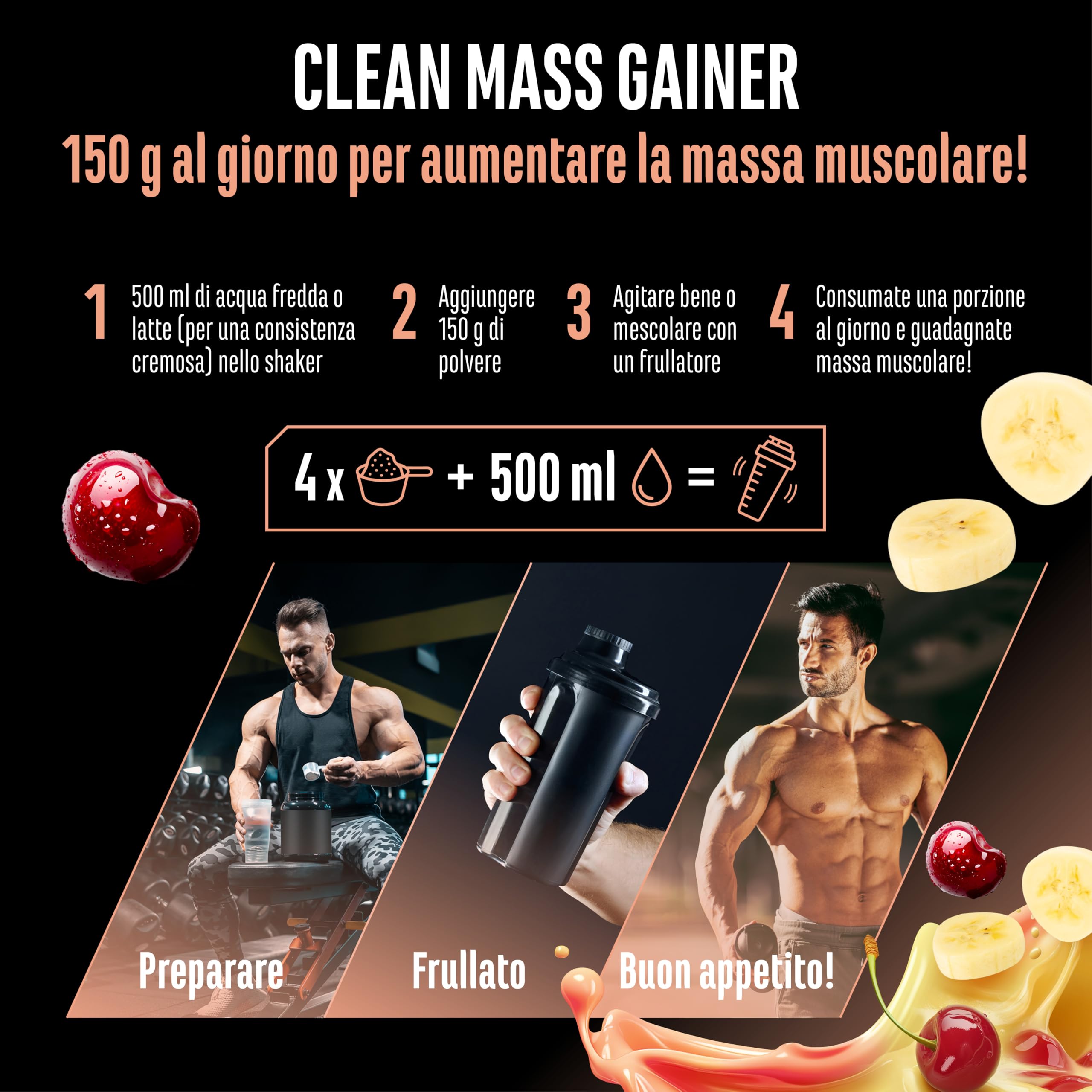 Elite Carbs & Mass Gainers Clean Weight Gainer mass gainer 3 kg Cerry & Banana