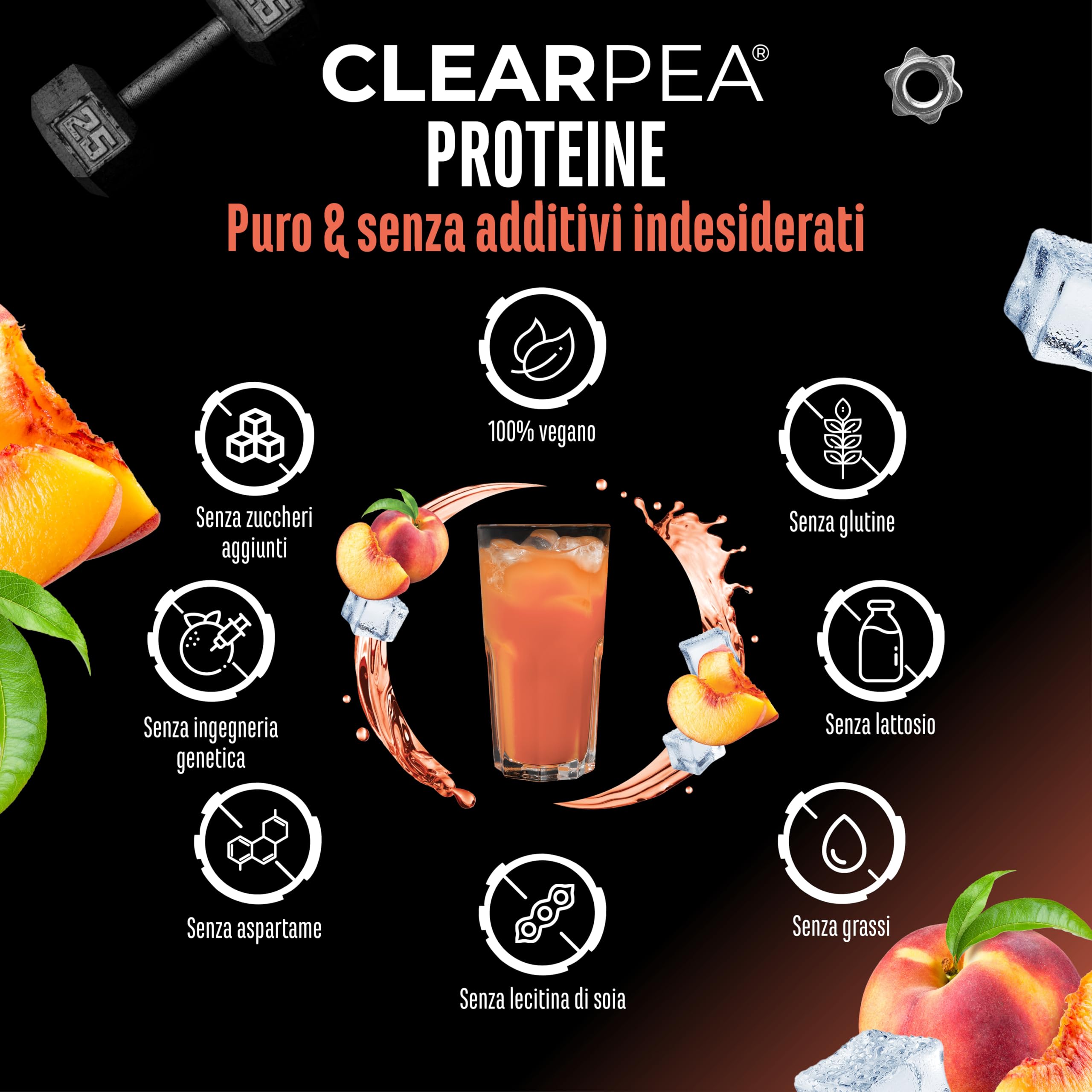 Elite Plant Protein ClearPea proteine vegane in polvere 454 g tè freddo alla pesca