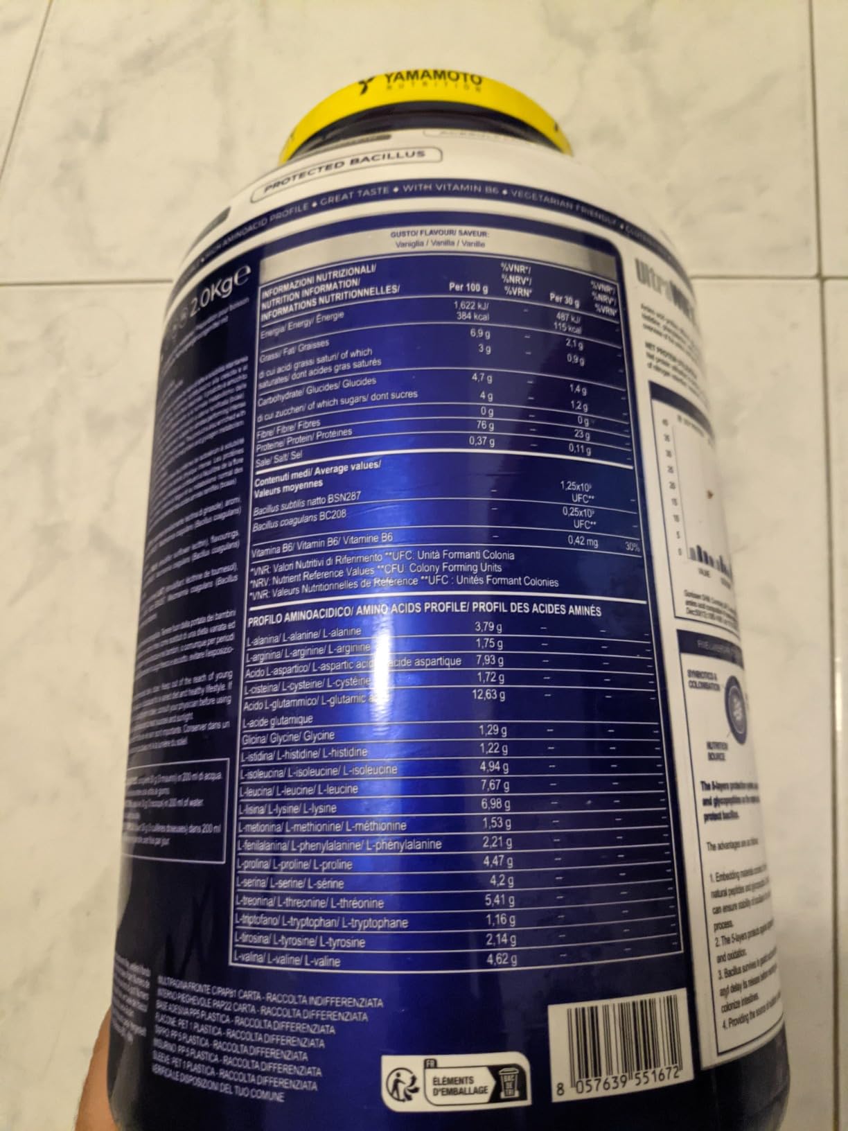 YAMAMOTO Proteine Ultra Whey WPC S EVO proteine vaniglia 1800 g