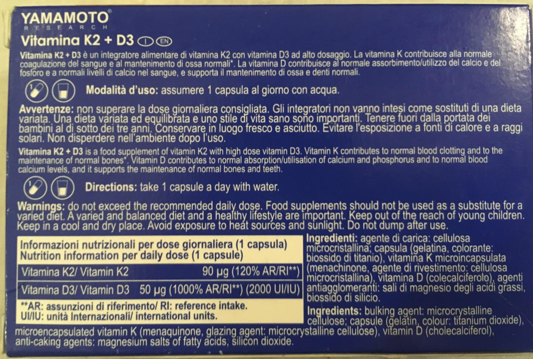 Yamamoto Vitamine e Minerali Vitamina K2 e D3 MenaQ7 compresse 10 g vegane