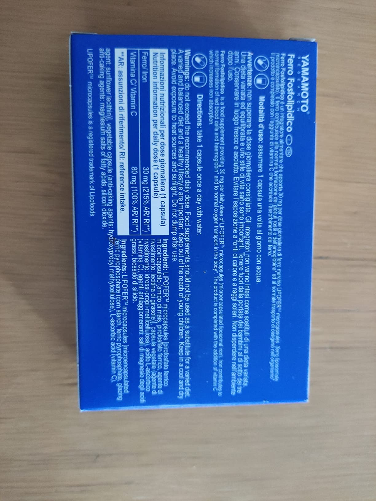 YAMAMOTO Vitamine e Minerali Ferro Fosfolipidico capsule 30 capsule, con vitamina C