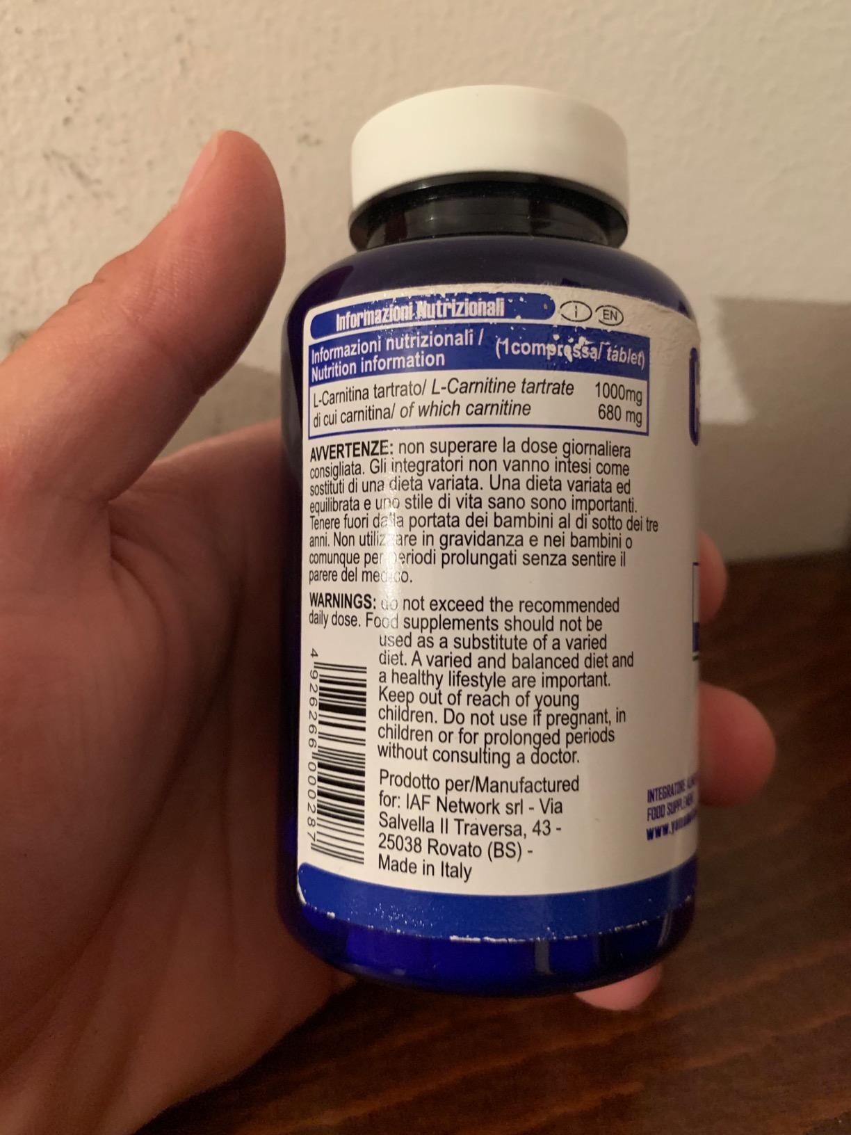 YAMAMOTO Aminoacidi e BCAAs Carnitine 1000 integratore carnitina 90 compresse 1000 mg