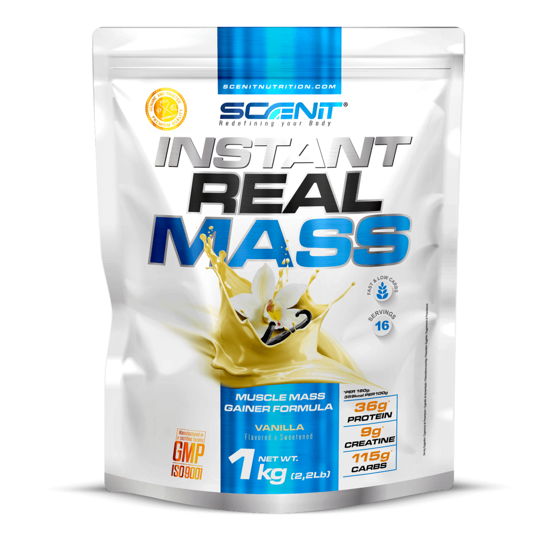 Scenit Nutrition Gainer di peso Instant Real Mass mass gainer Cioccolato 1 kg, 650 kcal