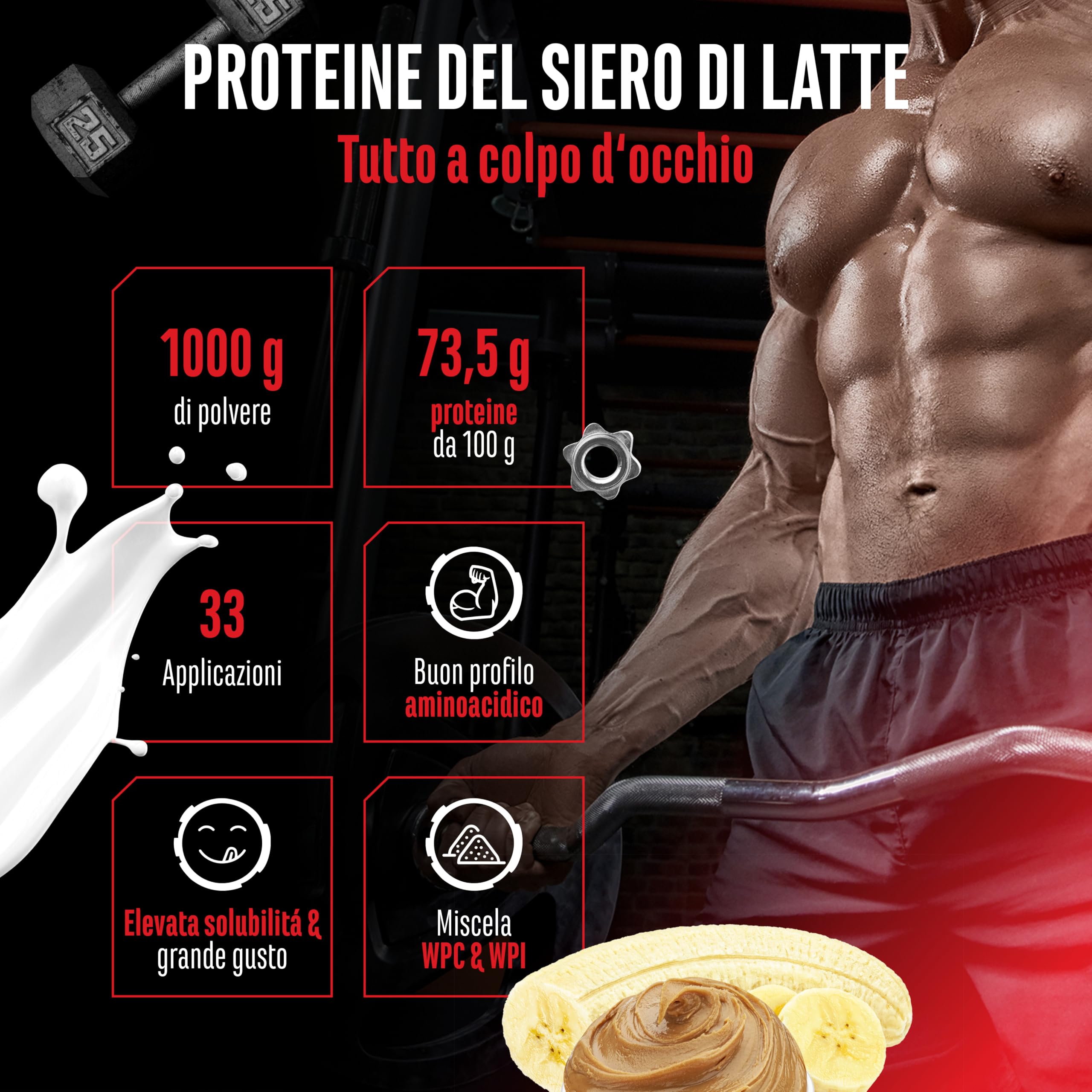 Elite Whey Protein Whey Proteine Complesso whey protein 1000 g burro di arachidi e banana isolato
