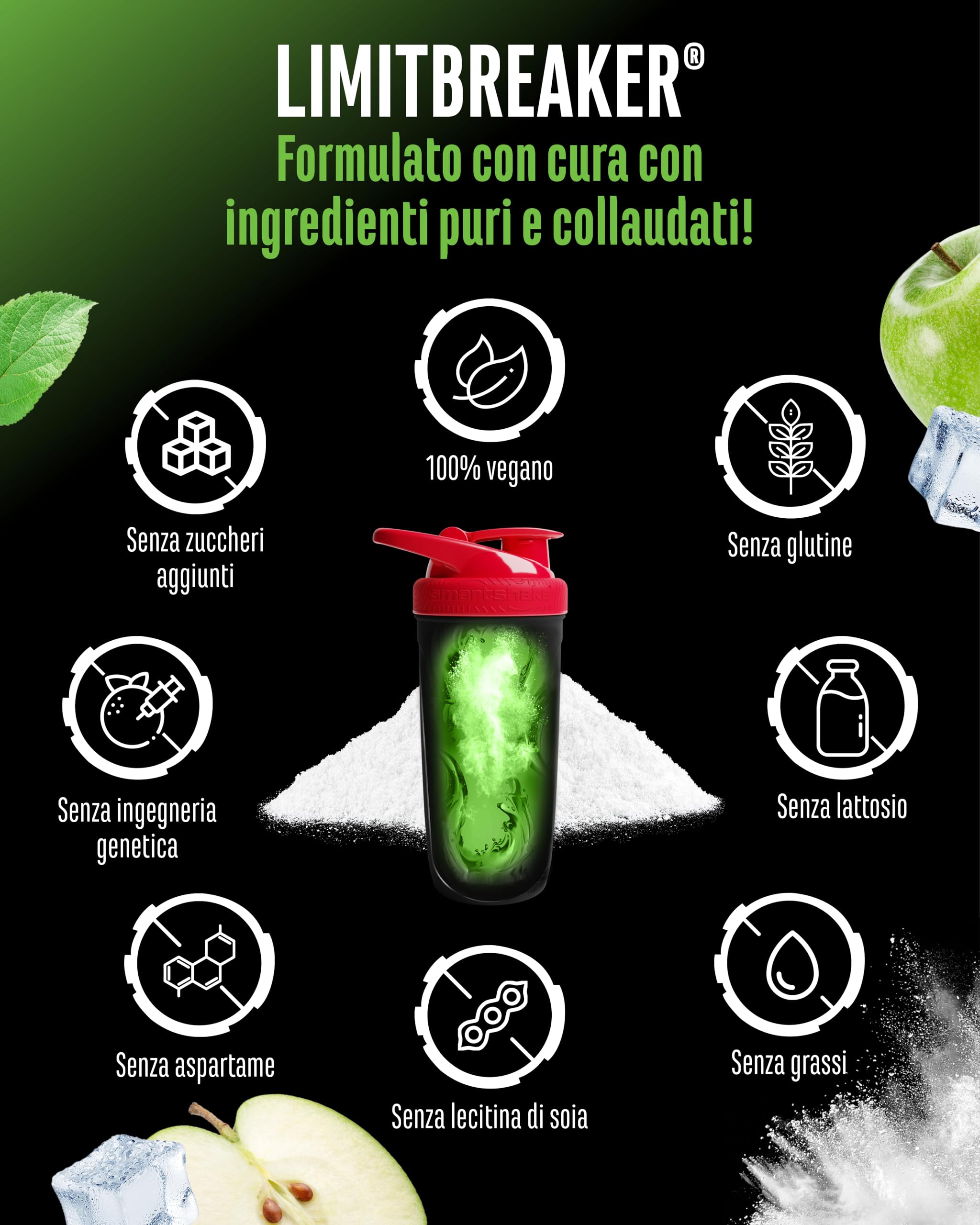 Elite Pre-Workout & Pump LIMITBREAKER® pre-workout mela verde acida 360 g caffeina