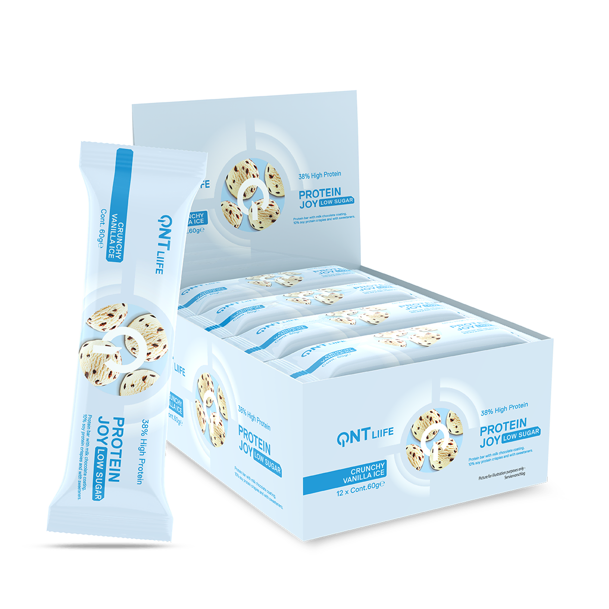 QNT Protein Bars Protein Joy Bar barretta proteica 12 x 60 g Crunchy Caramel Cookie a basso zucchero