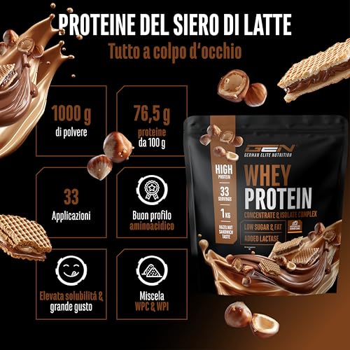 Elite Whey Protein Whey Protein in Polvere Panino alla Nocciola 1000 g con isolato