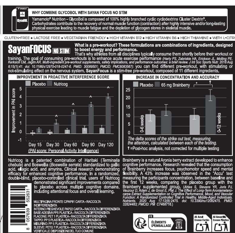 Yamamoto Pre-Workout SayanFOCUS NO STIM pre-workout senza caffeina