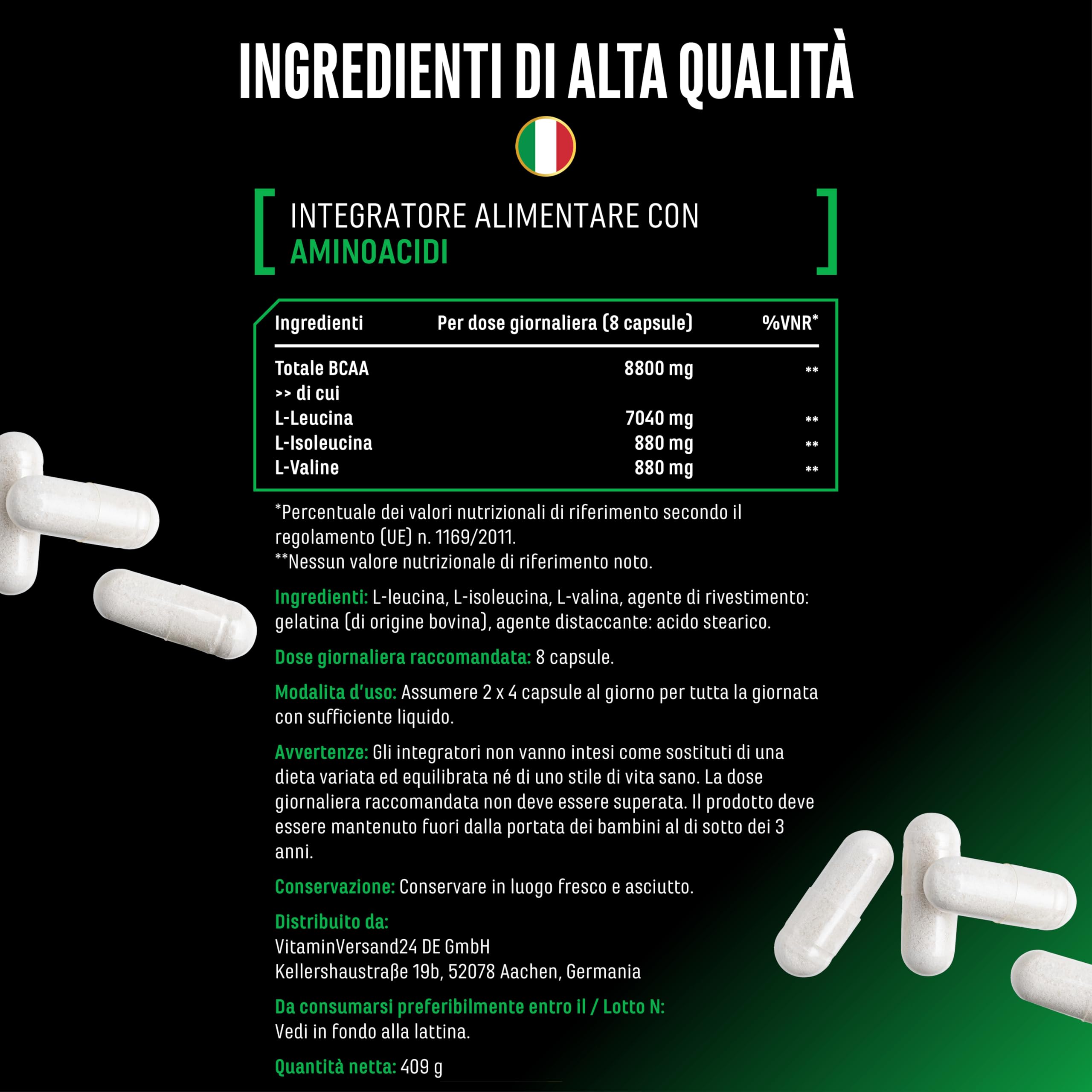 Elite EAA & BCAA BCAA 8:1:1 ULTRA CAPS® 320 capsule rapporto 8:1:1