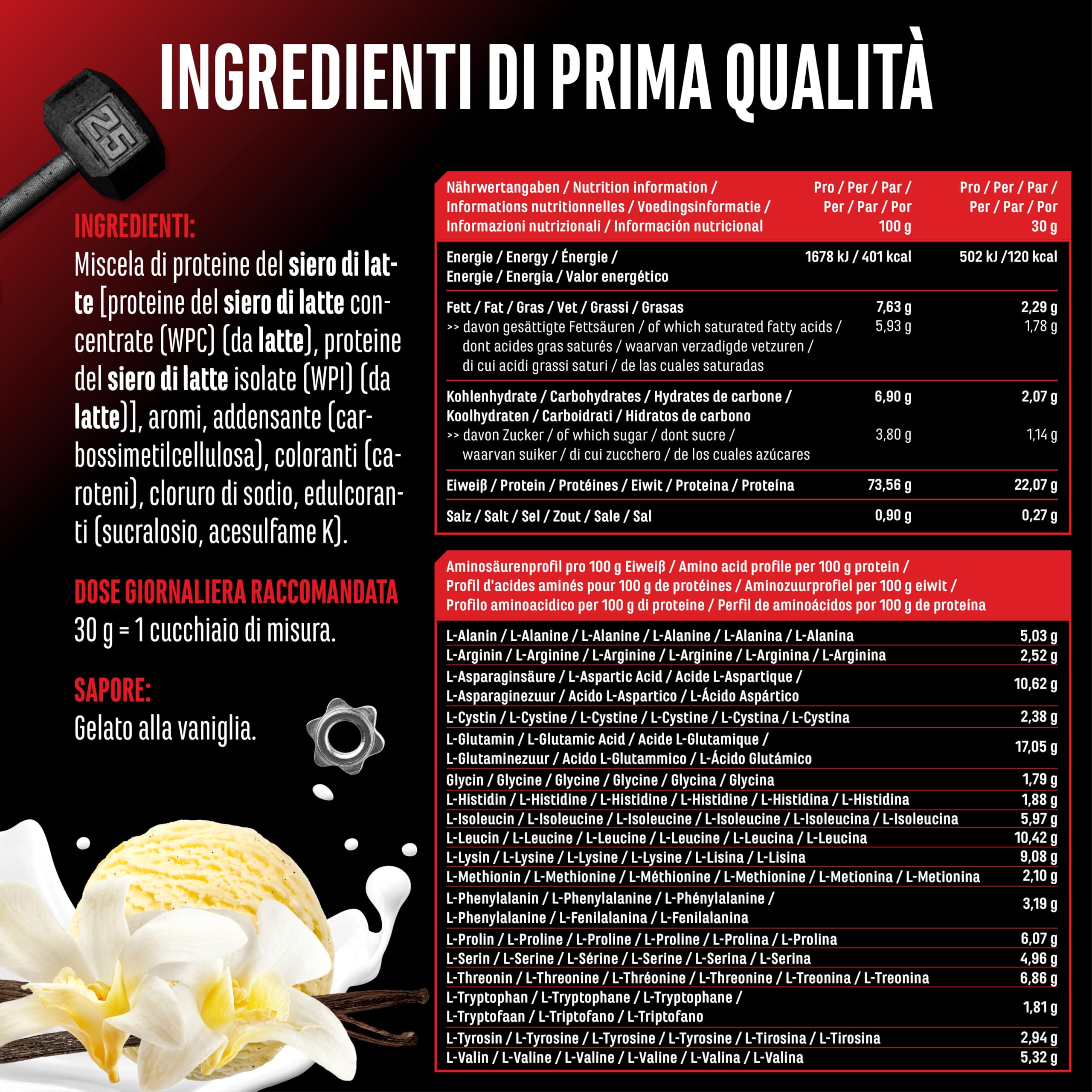 Elite Whey Protein Whey Proteine Complesso proteine in polvere 1000 g gelato alla vaniglia con isolato