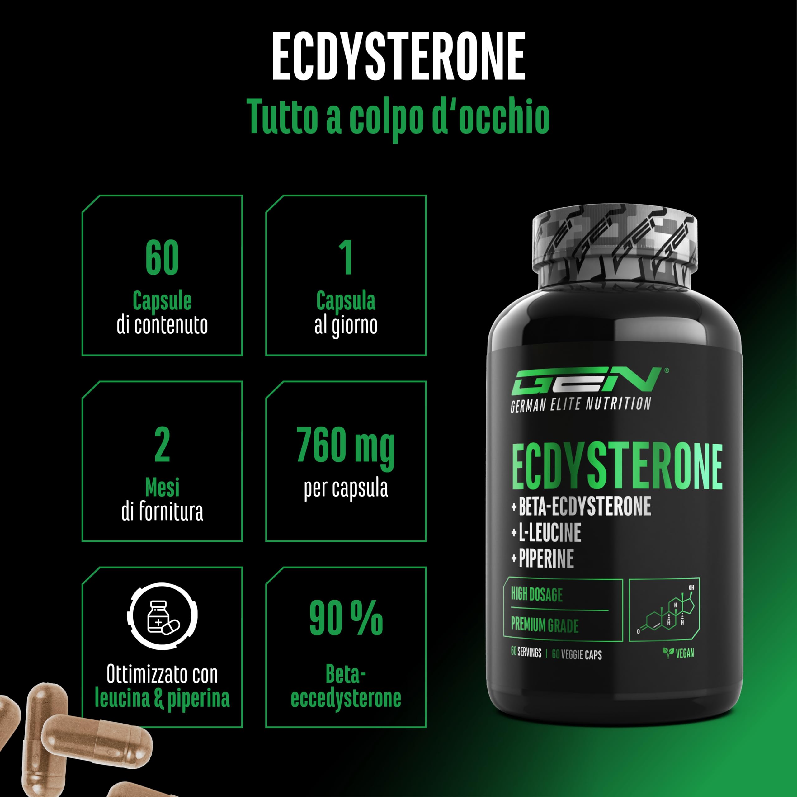 Elite Testo & Vitality Botanicals Complesso di Ecdisterone integratore 60 capsule vegane 760 mg