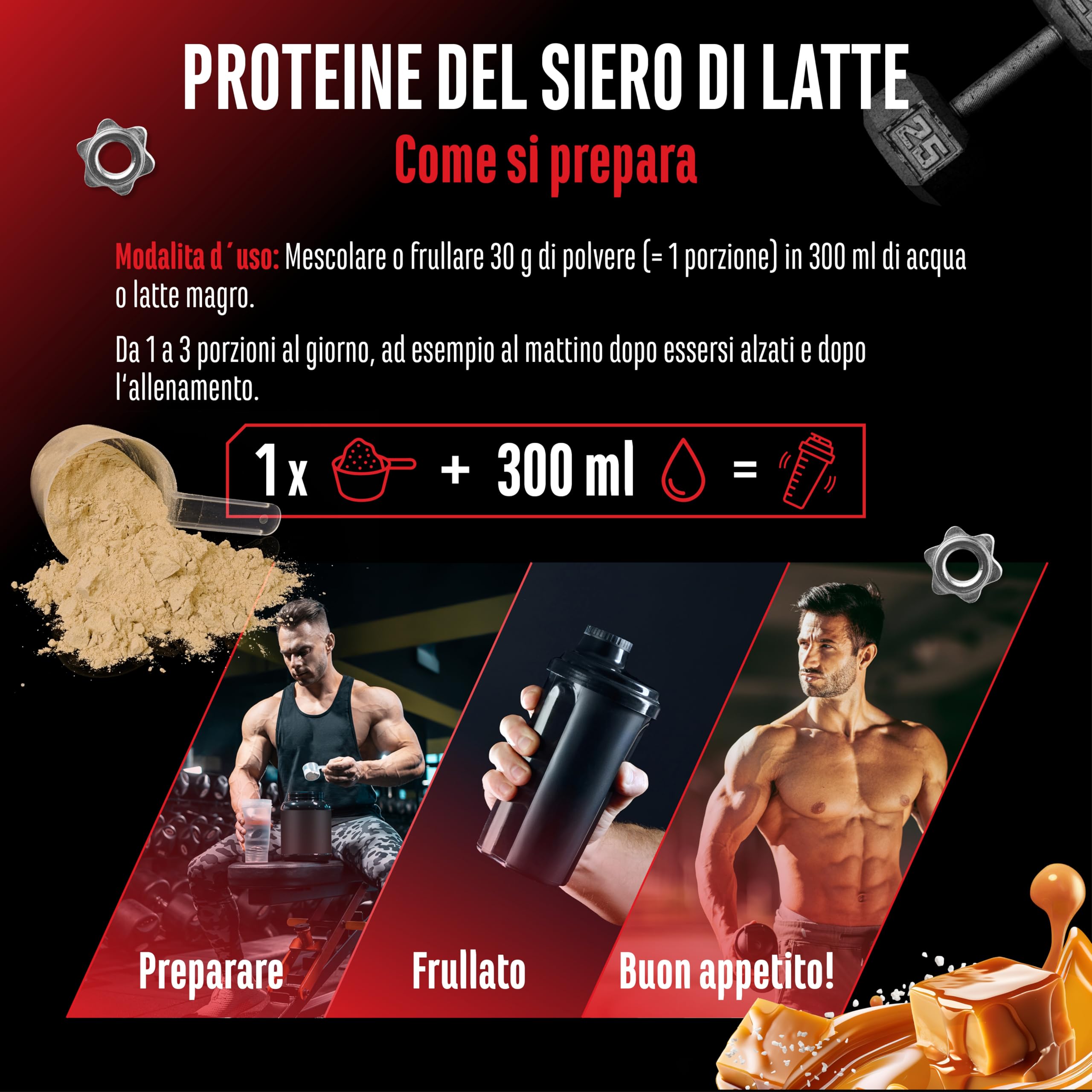 Elite Whey Protein proteine in polvere 1 kg caramello salato con isolato