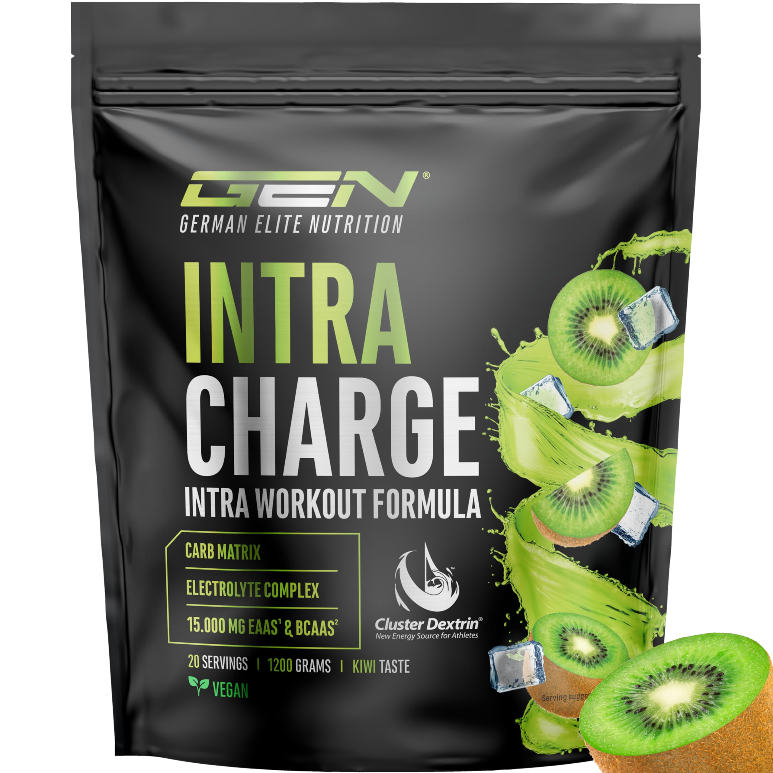 Elite Pre-Workout & Pump Intra Charge Workout Drink 1,2 kg Kiwi Vegano