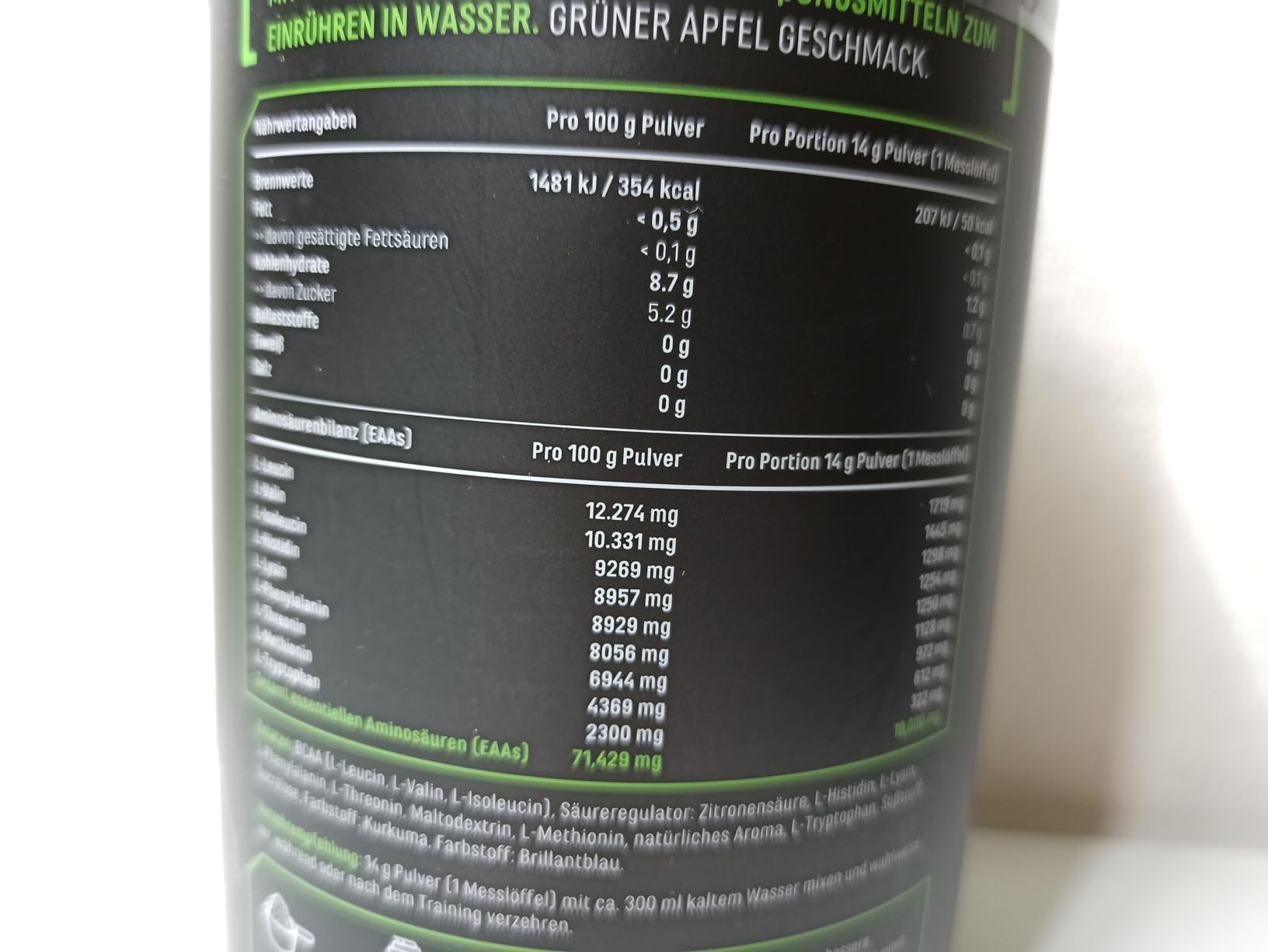 Elite EAA & BCAA Formula Human Code EAA in polvere 532 g Mela Verde vegan