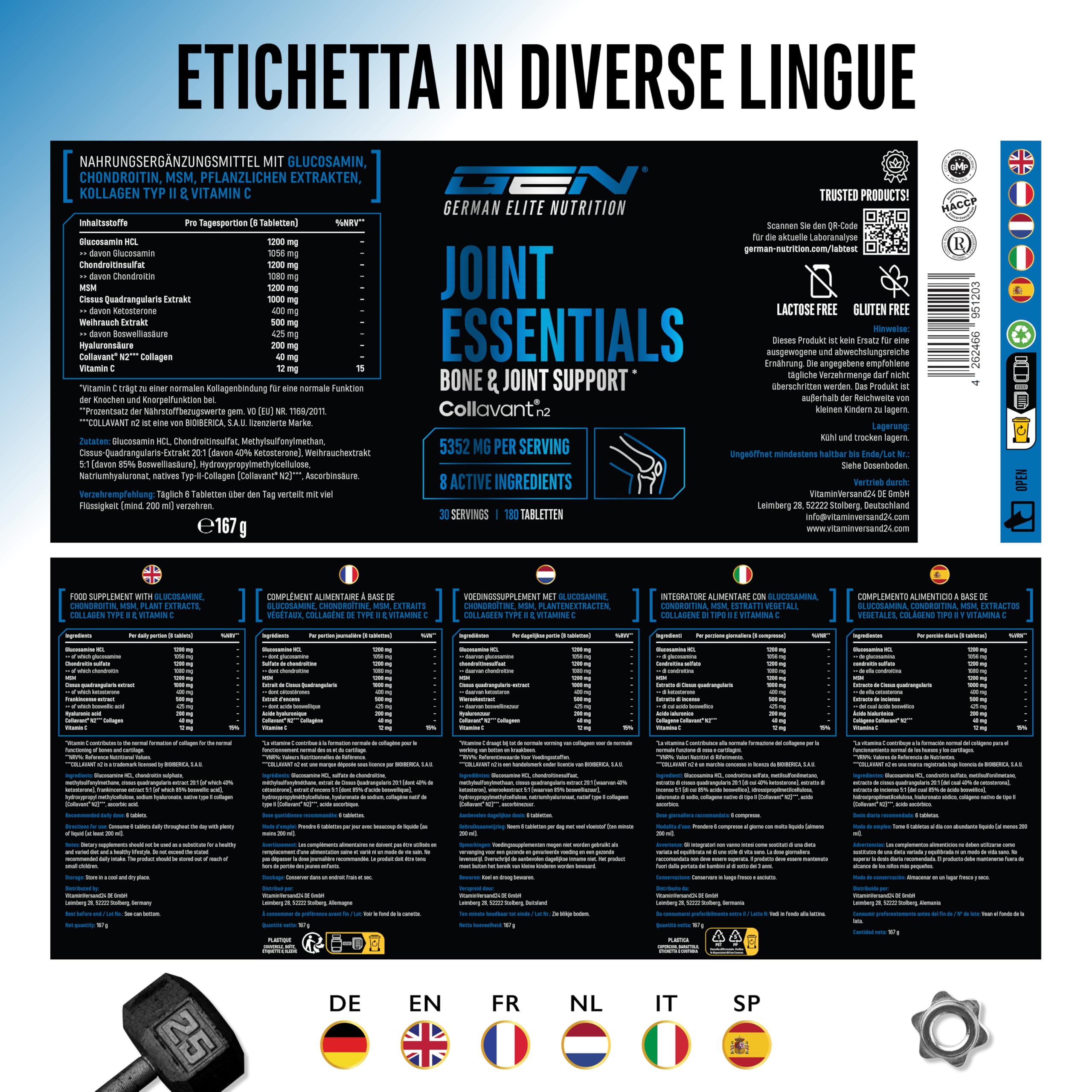 Elite Organ, Joint & Health Support Joint Essentials integratore 180 compresse senza glutine