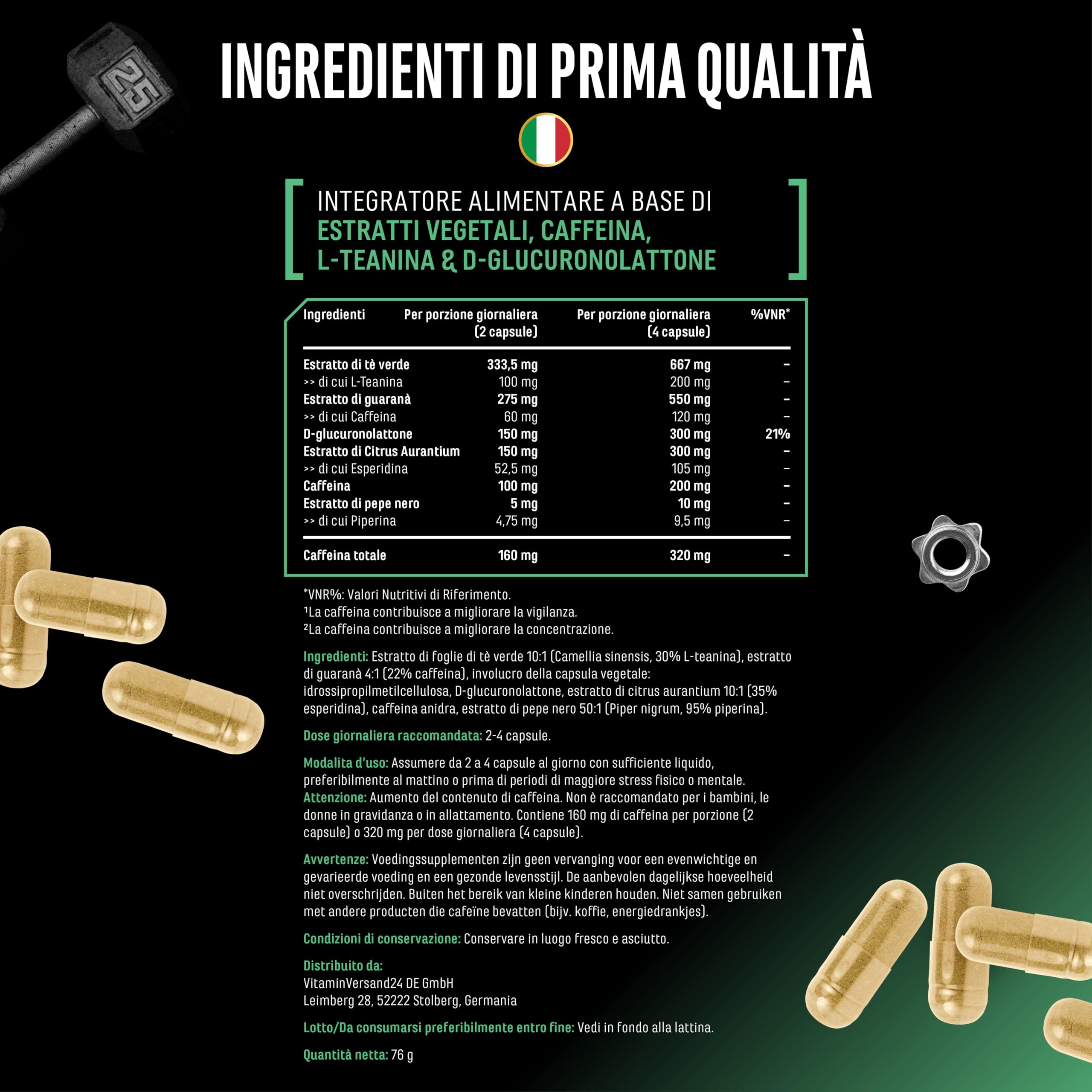 Elite Adaptogens, Sleep & Mind Focus Caps capsule 120 vegane alta caffeina
