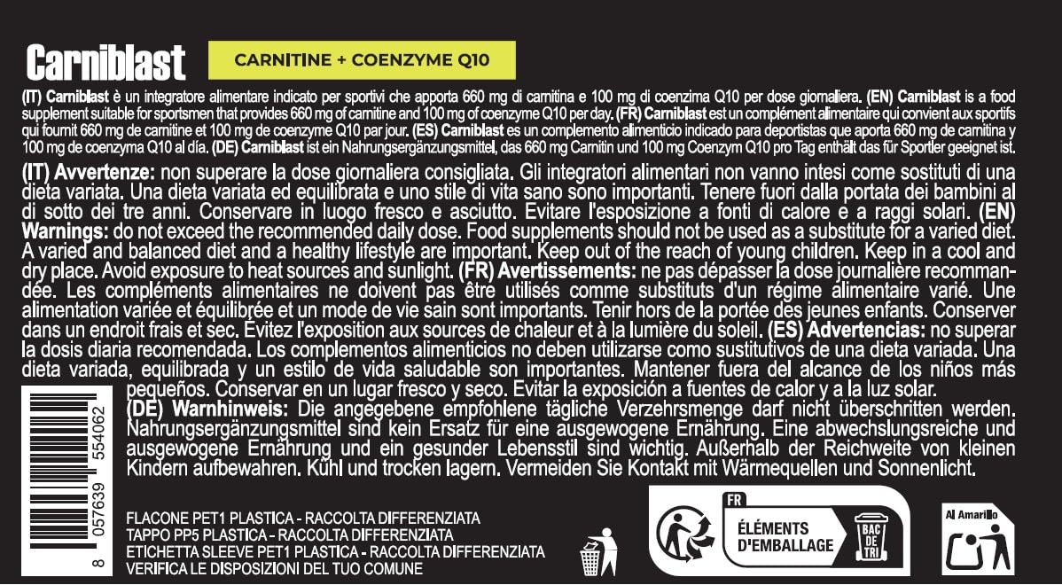 YAMAMOTO Aminoacidi e BCAAs CarniBLAST integratore L-carnitina 90 compresse 3 forme