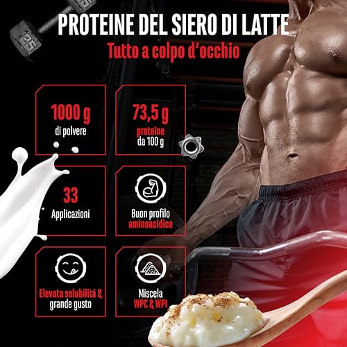 Elite Whey Protein Whey Proteine Complesso 1000 g riso al latte isolato