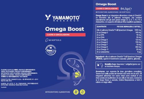 Yamamoto Omega-3 e Cuore e Circolazione Omega Boost integratore omega-3 60 softgel olio di salmone