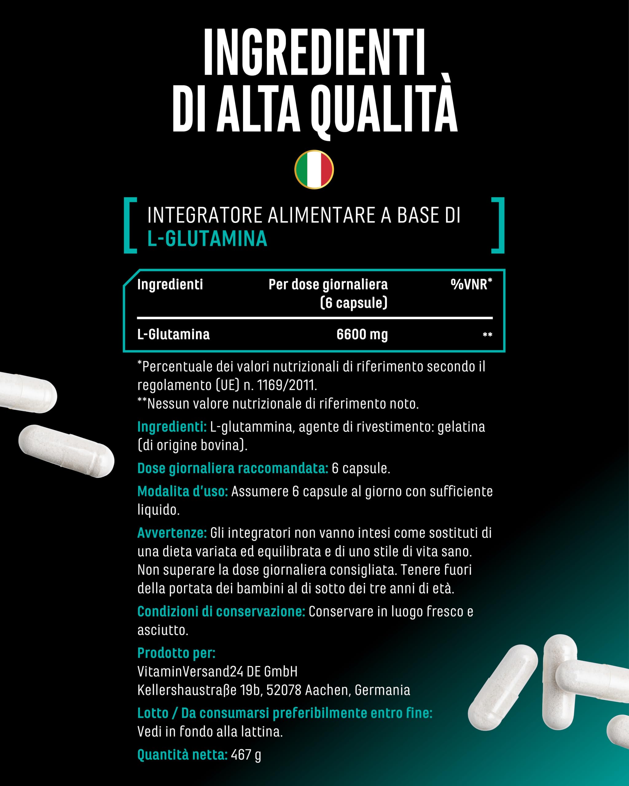 Elite Amino Singles L-Glutammina Ultra Caps 365 capsule da 1100 mg