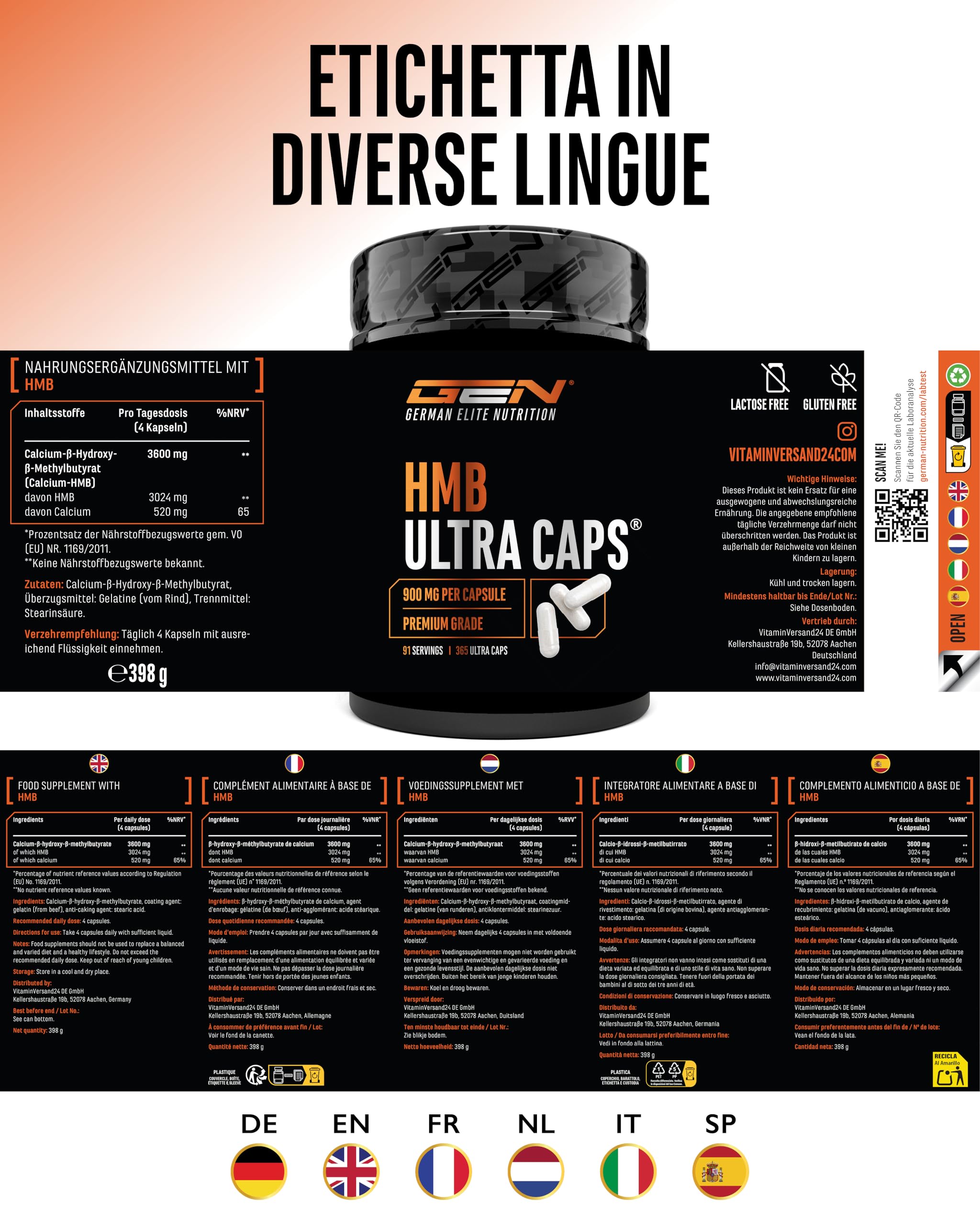 Elite Amino Singles HMB Ultra Caps 365 capsule HMB 900 mg