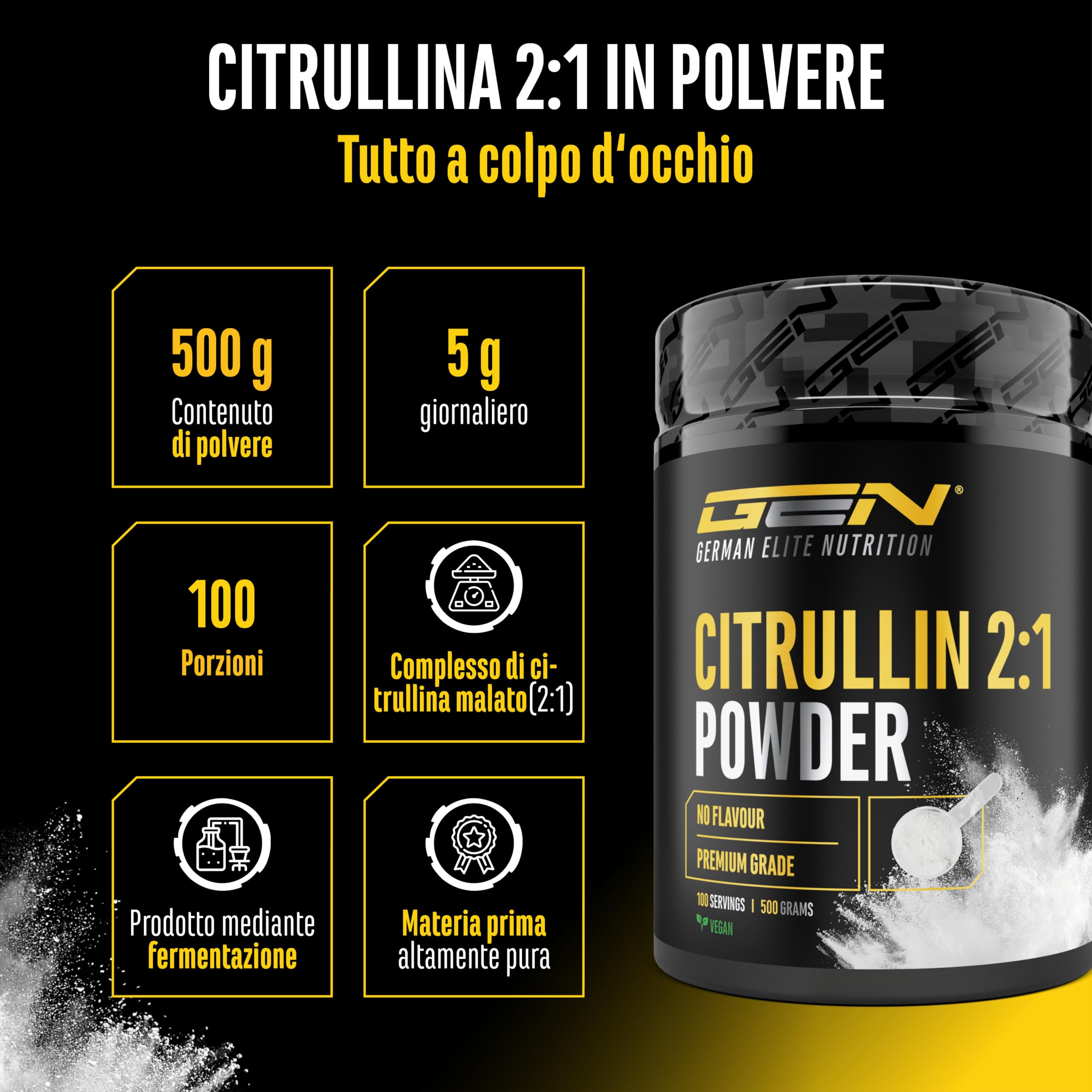 Elite Amino Singles L-Citrullina DL-Malato 2:1 polvere 500 g vegana