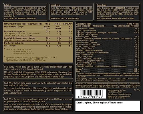 Green Peak Proteins PEAK Whey Protein Isolate proteine 750 g yogurt alla ciliegia