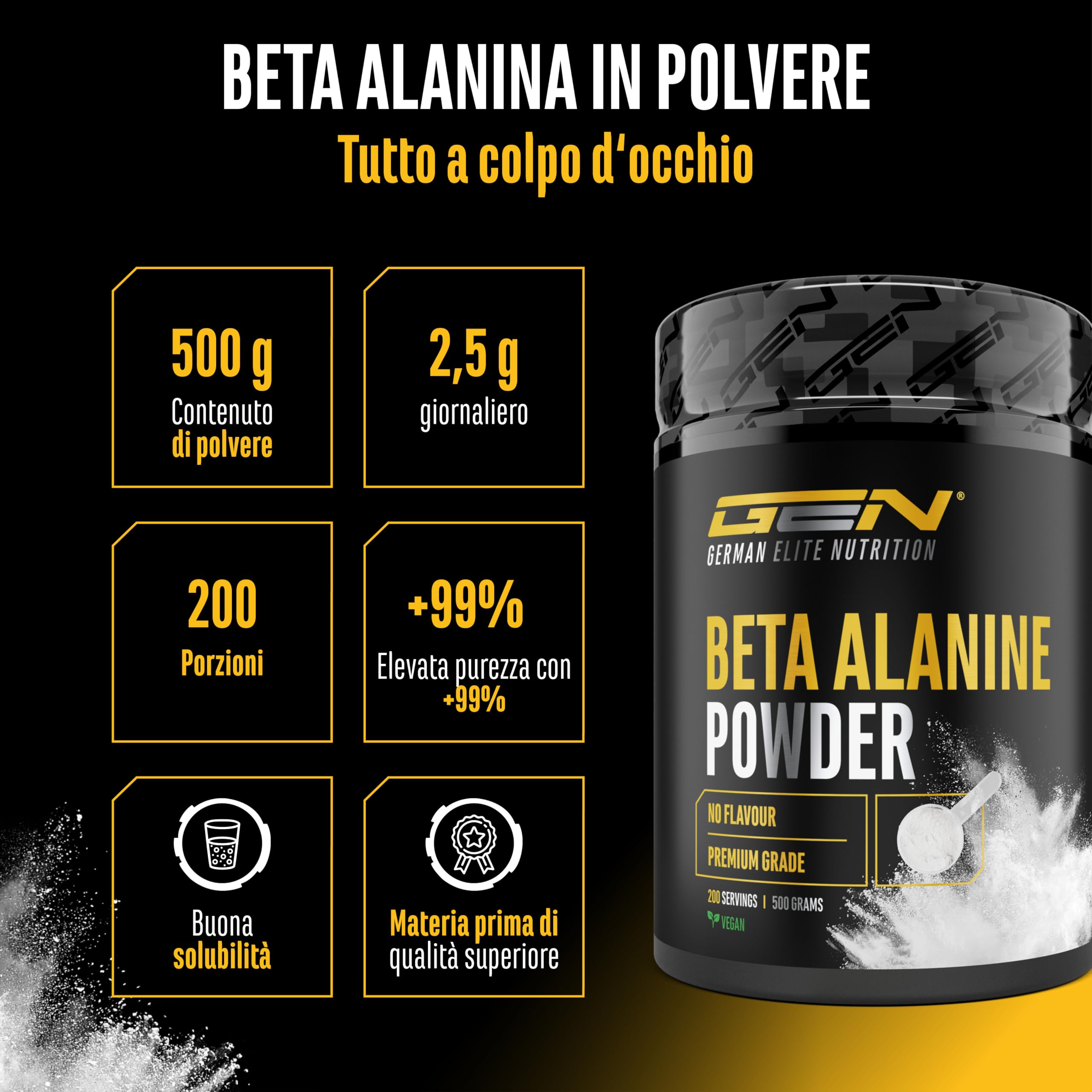 Elite Amino Singles Beta Alanina polvere 500 g purezza oltre 99%