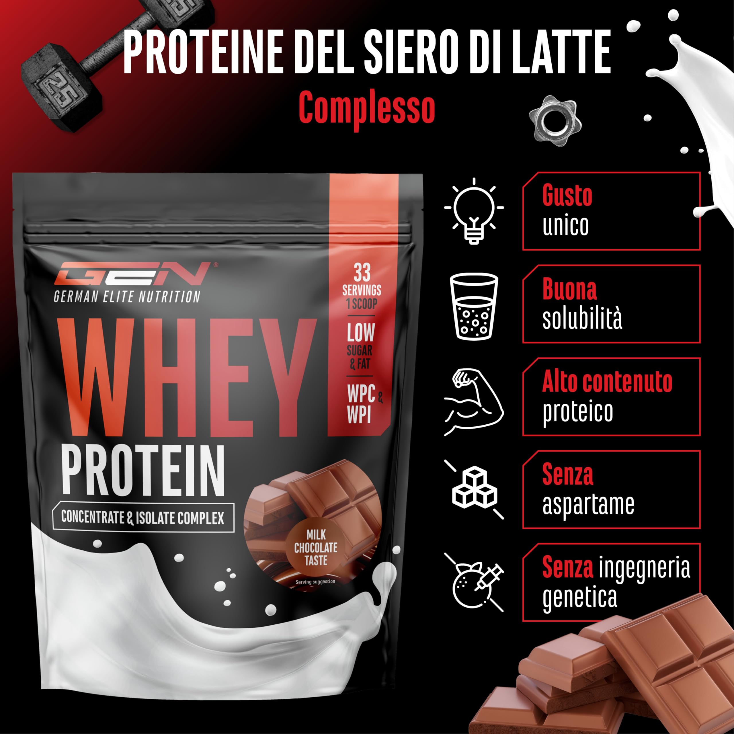 Elite Whey Protein in polvere 1000 g Cioccolato al latte con isolato