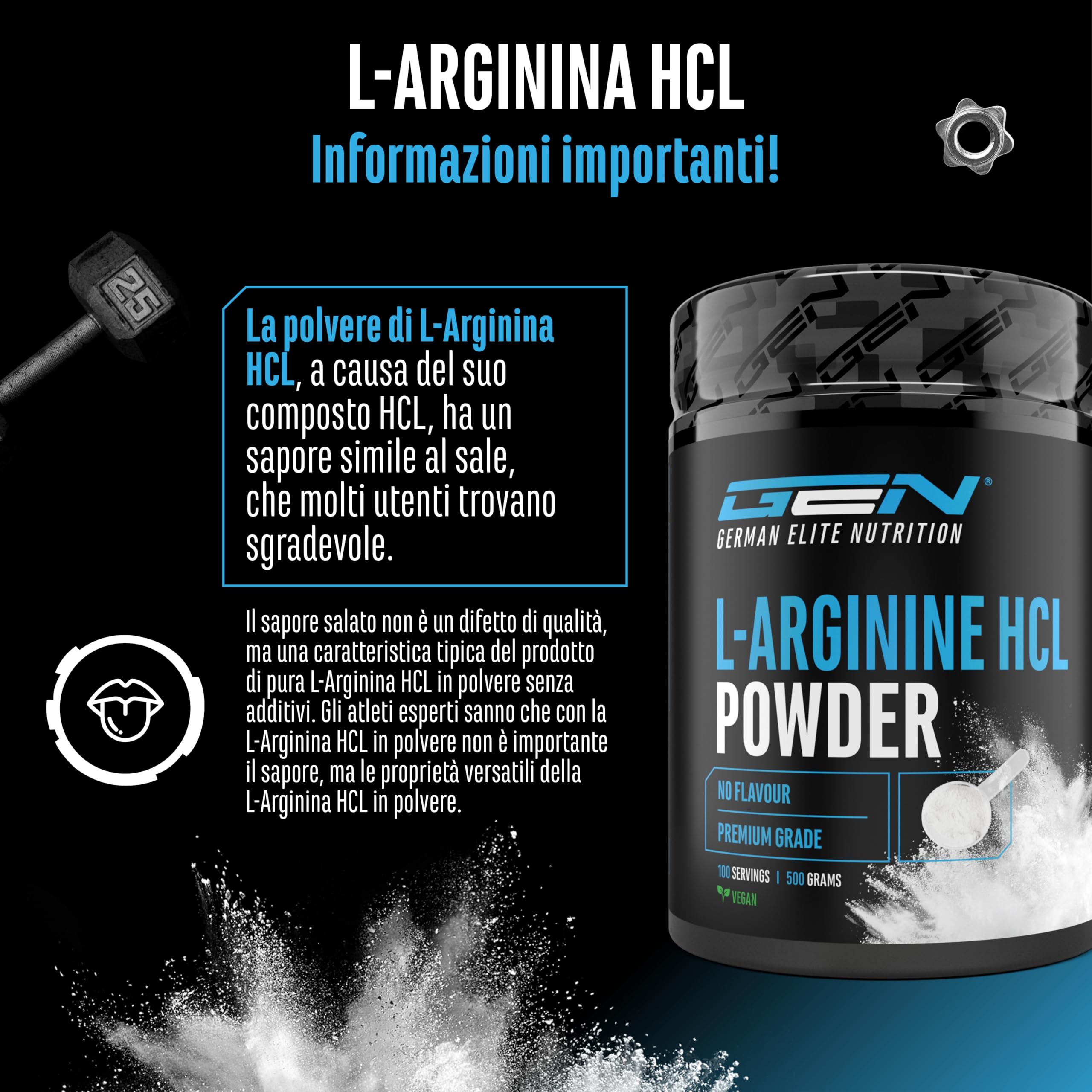 Elite Amino Singles L-Arginina HCL integratore in polvere 500 g origine vegetale