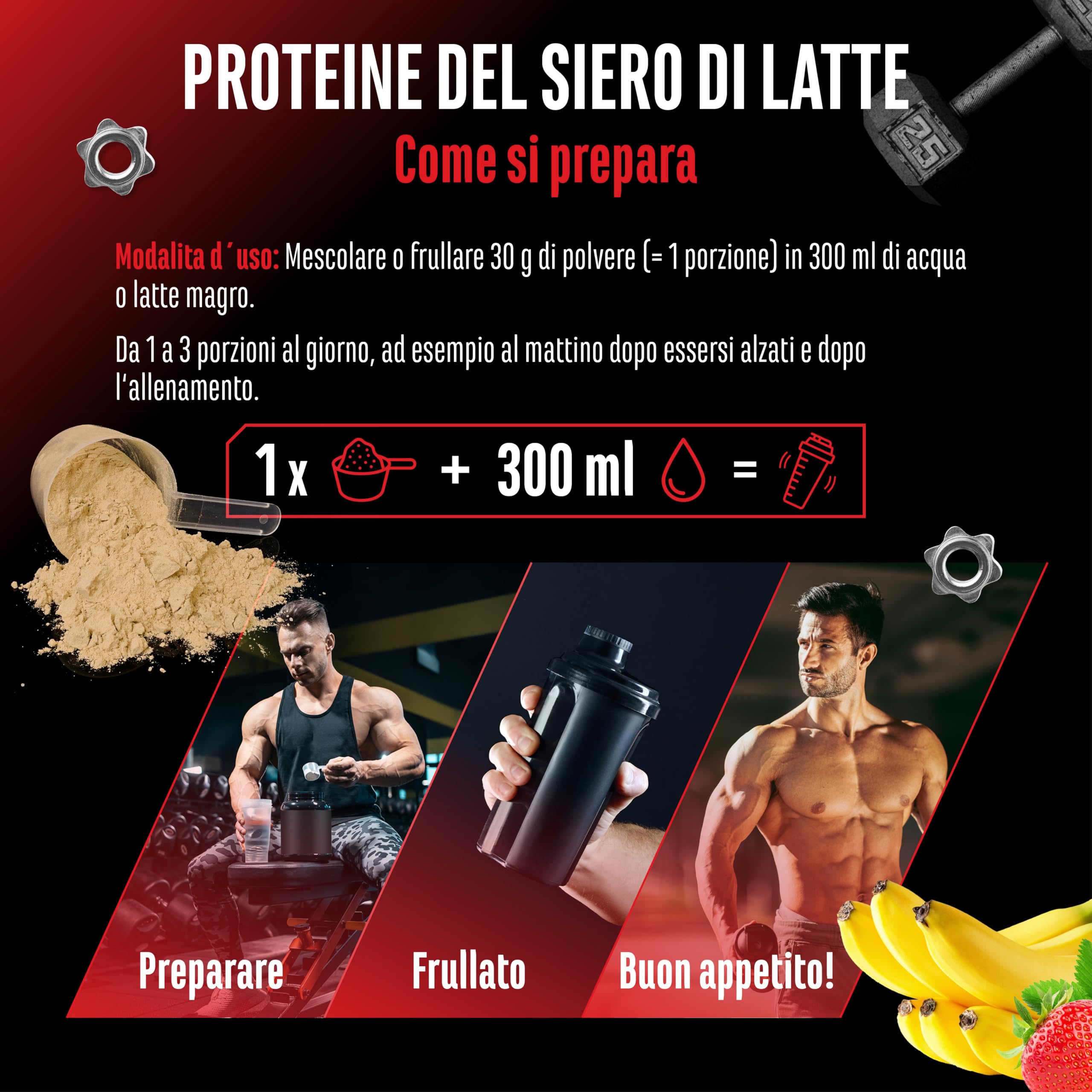 Elite Whey Protein Whey Proteine Complesso proteine in polvere 1000 g fragola e banana con isolato
