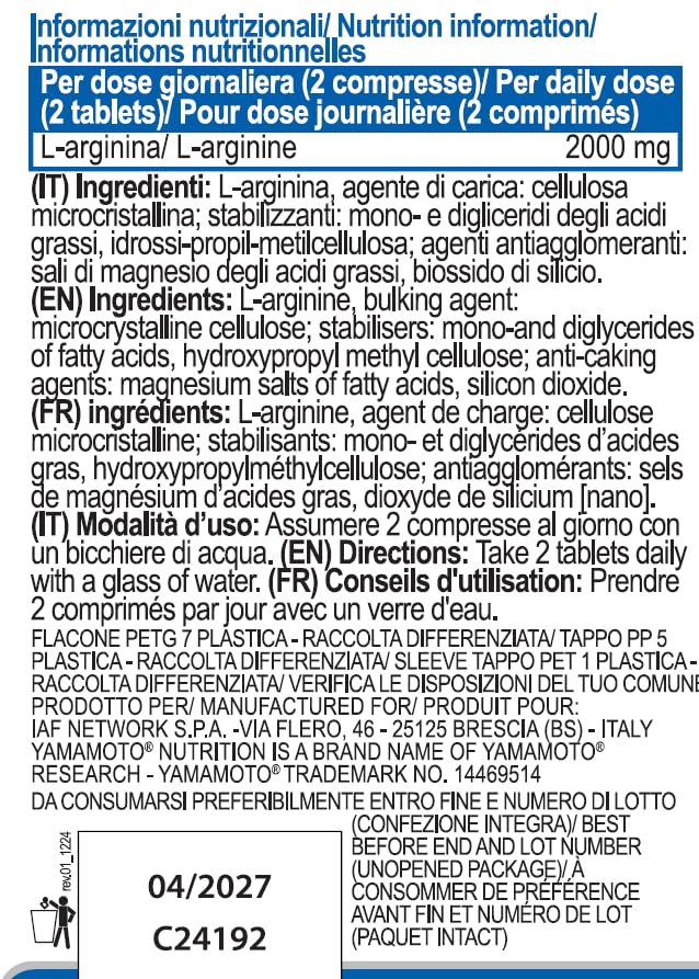 YAMAMOTO Arginine PRO Ajinomoto Ajipure compresse 80 compresse L-arginina