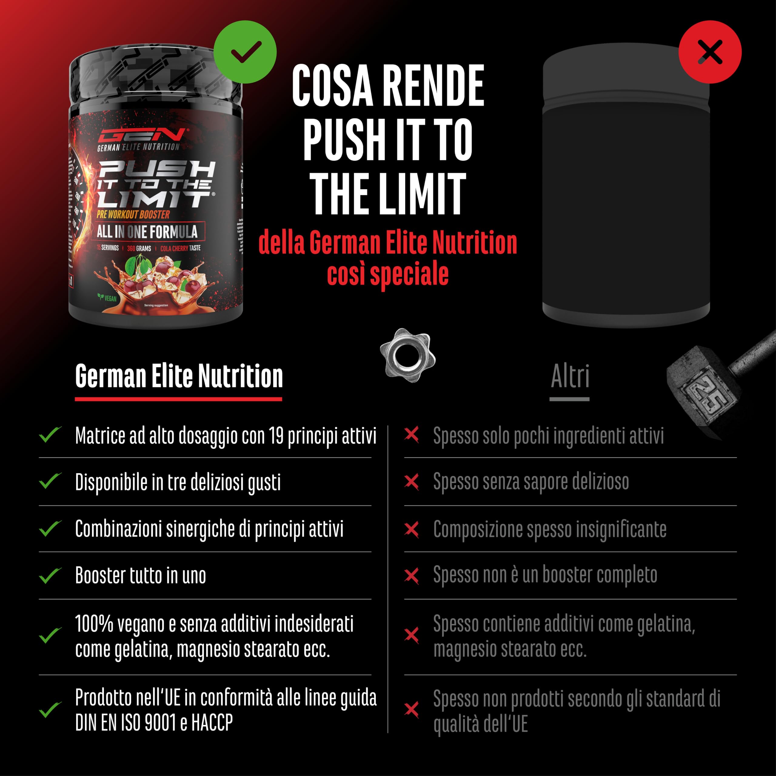 Elite Pre-Workout & Pump Push it to the Limit® pre-workout Cola-Ciliegia 360 g alto dosaggio