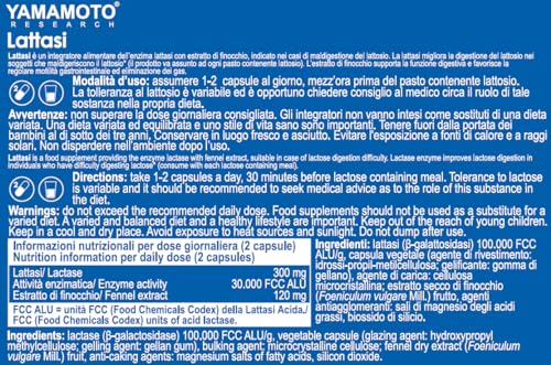 YAMAMOTO Salute Gastrointestinale Lattasi integratore 30 capsule con finocchio