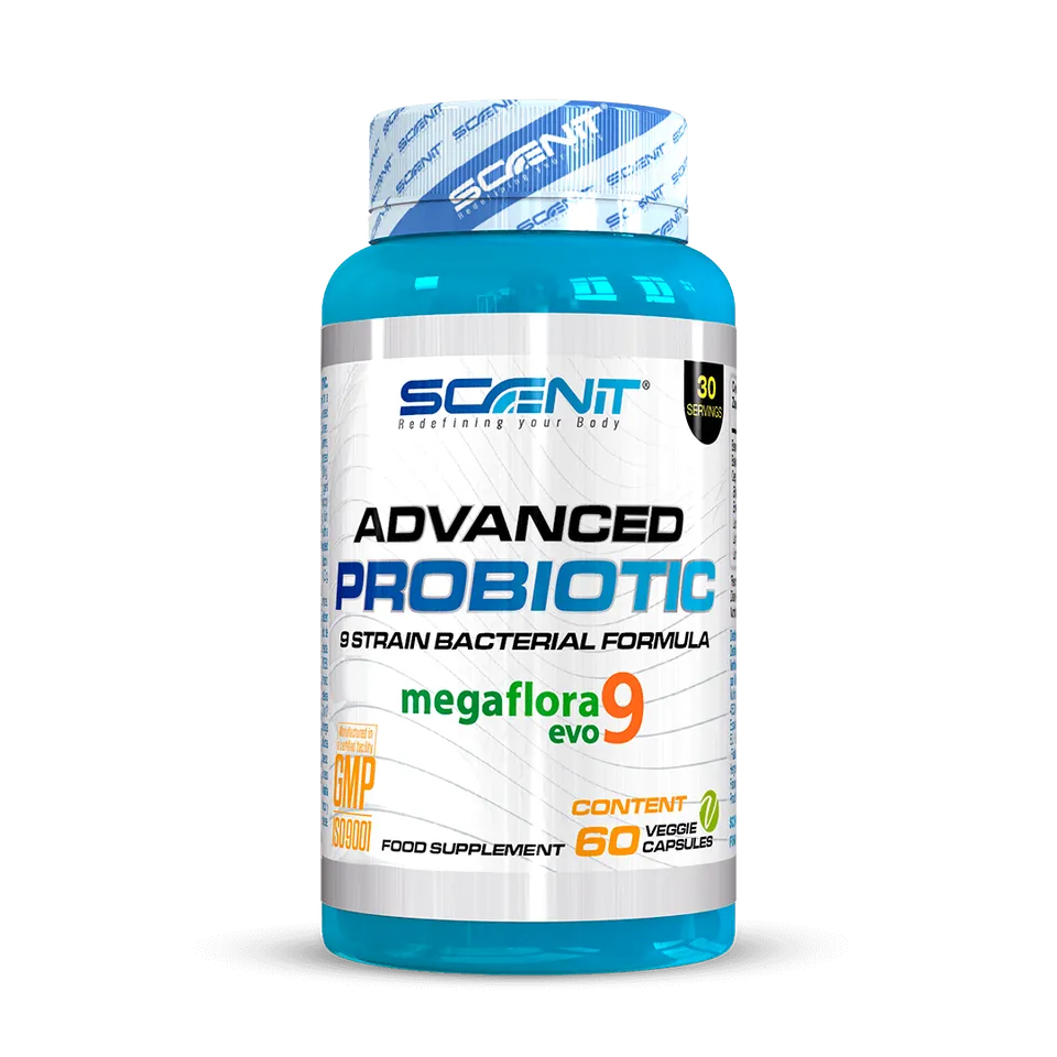 Scenit Nutrition Suplementos esenciales Advanced Probiotic Megaflora 9 Evo probiotico 60 capsule vegane