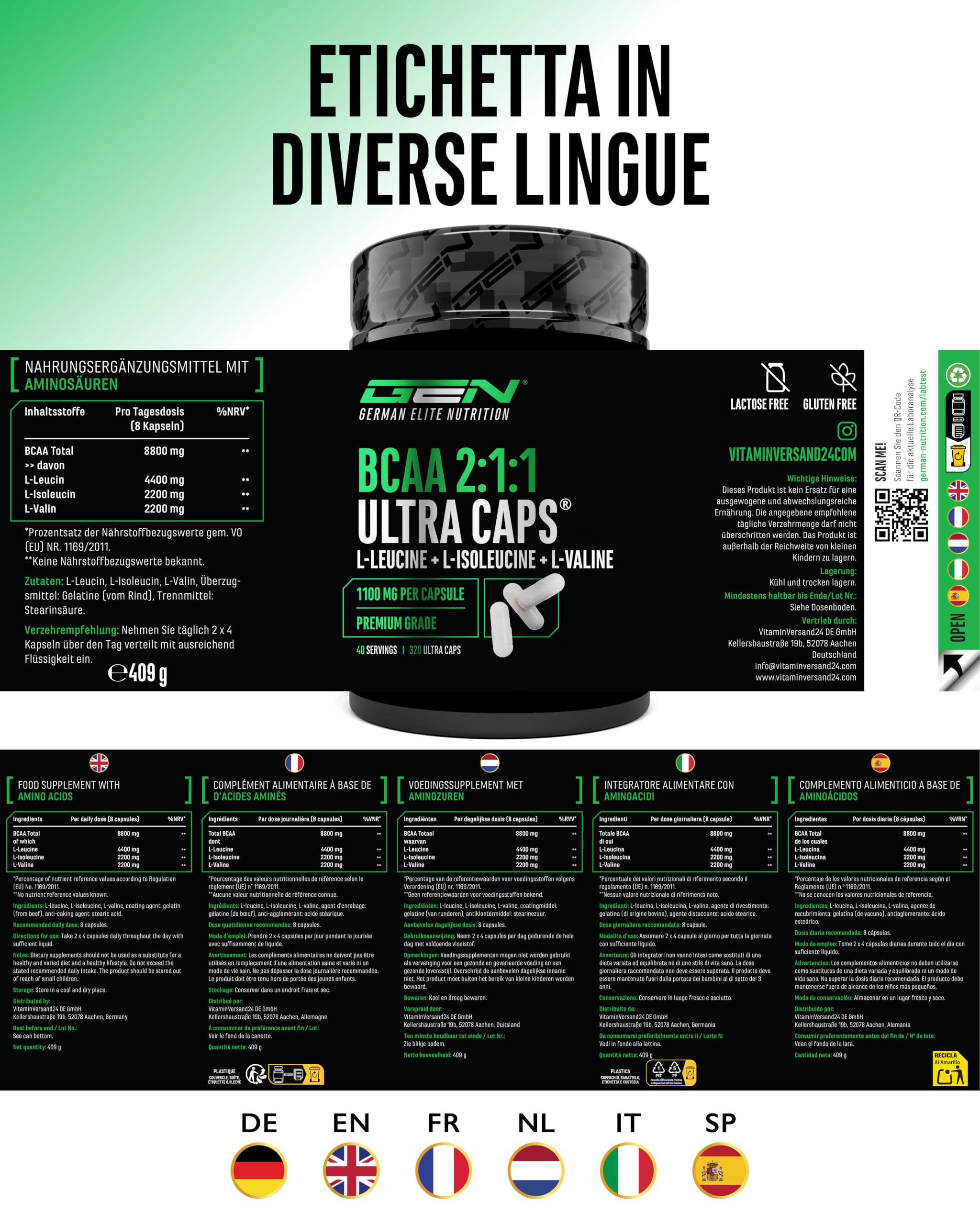 Elite EAA & BCAA BCAA 2:1:1 ULTRA CAPS® capsule 320 capsule