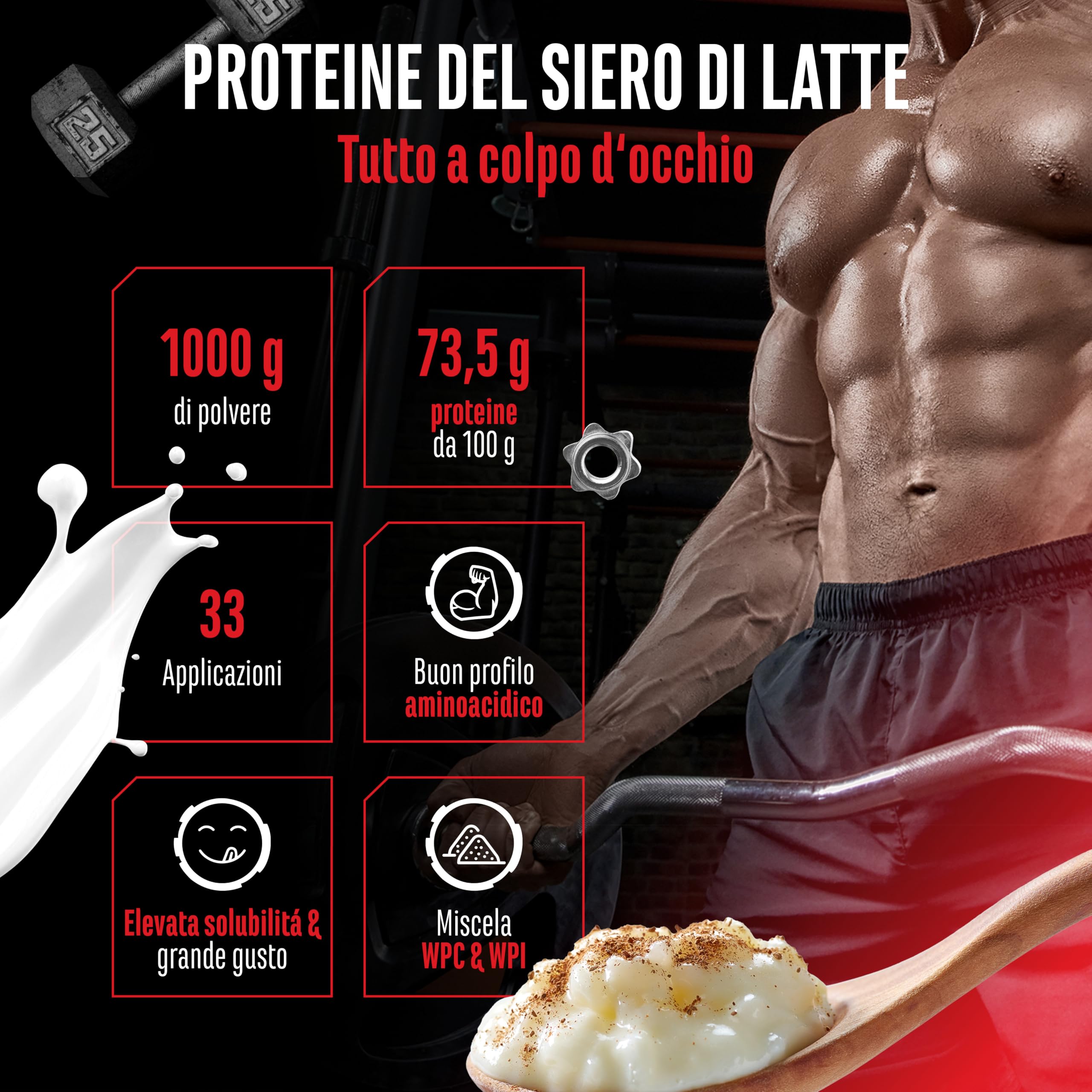 Elite Whey Protein Whey Proteine Complesso 1000 g riso al latte isolato
