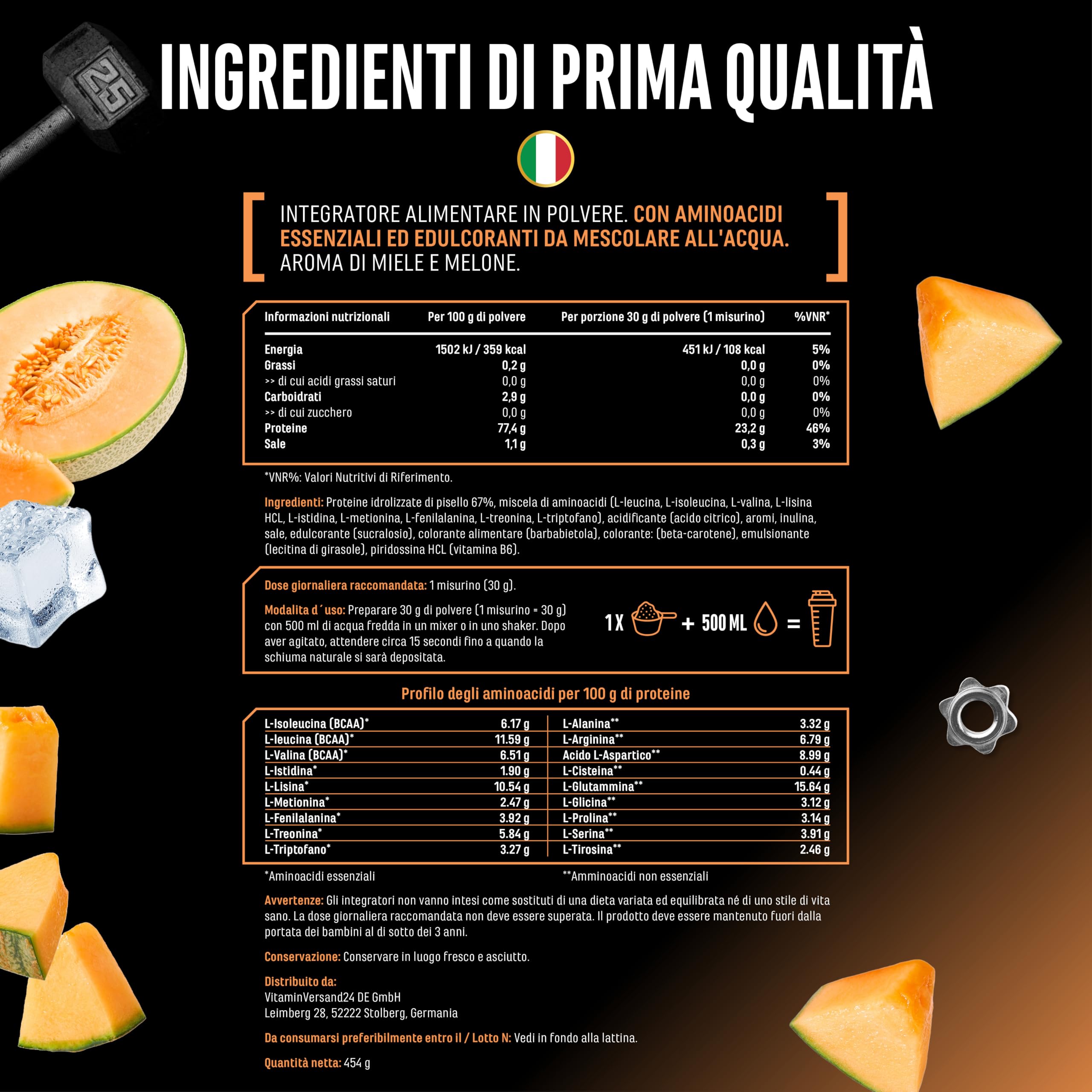 Elite Plant Protein ClearPea® proteine vegetali Melone al Miele 454 g vegane