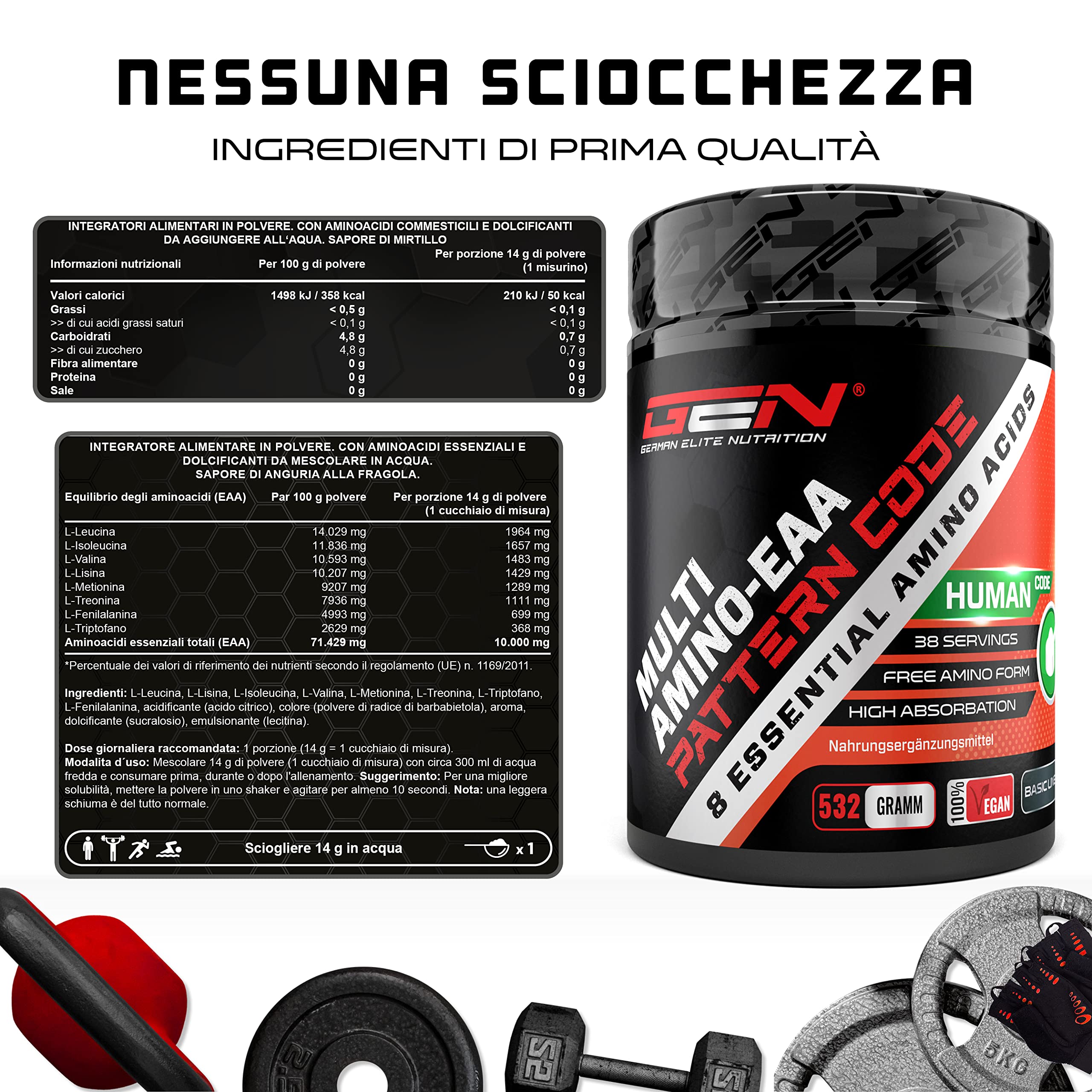 Elite EAA & BCAA EAA in polvere 532 g fragola e anguria vegana