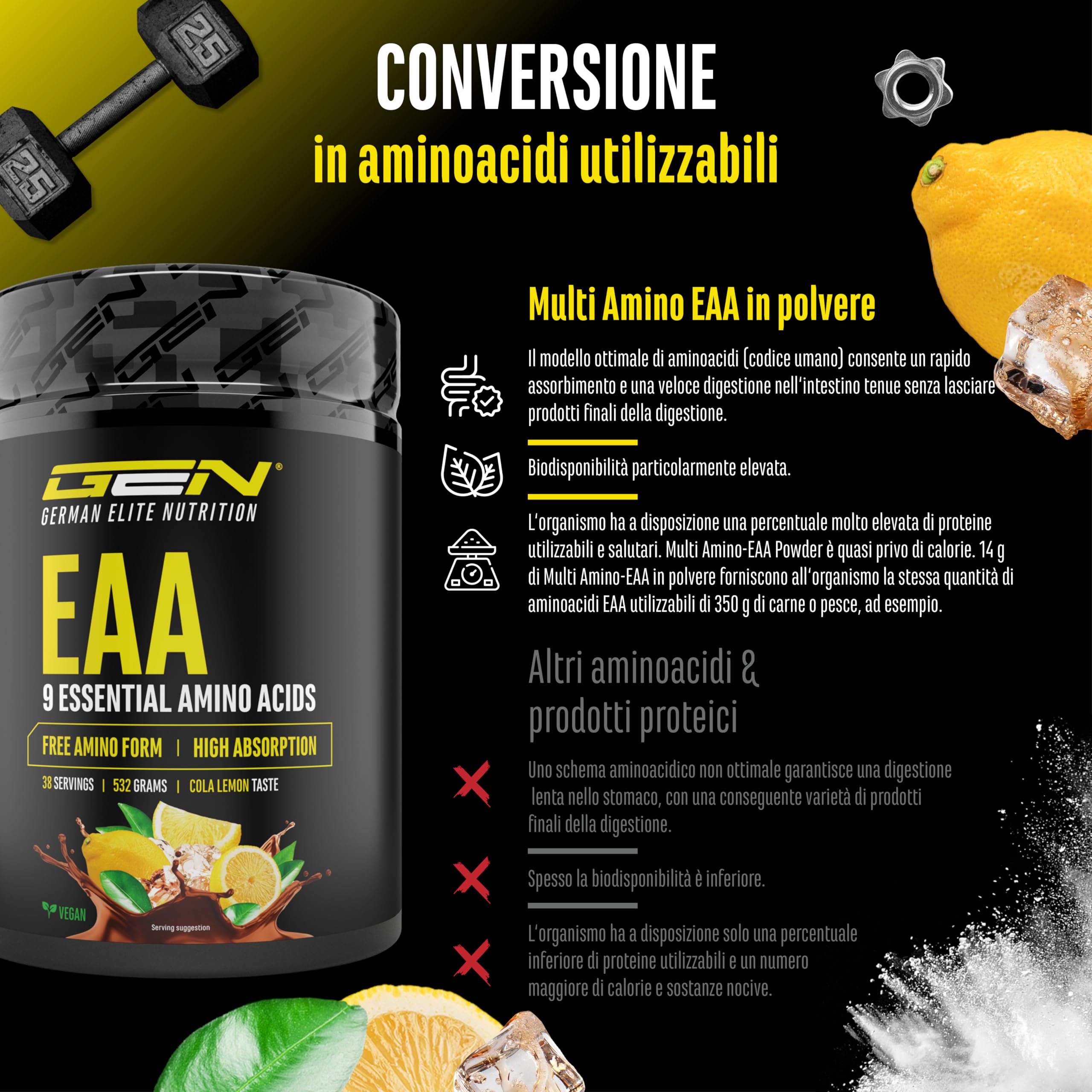 Elite EAA & BCAA EAA in polvere 532 g limone cola Human Code
